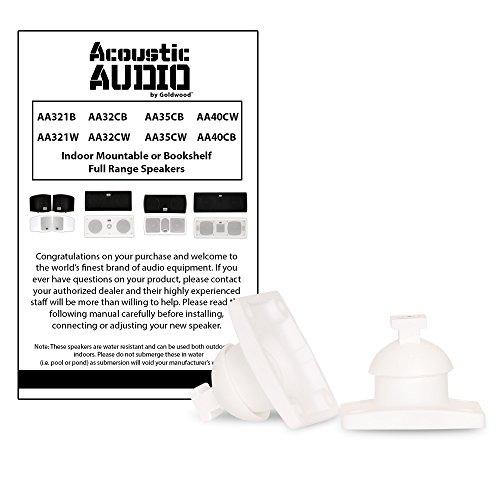 Acoustic Audio by Goldwood Acoustic Audio AA321W Mountable Indoor Speakers 2400 Watts White Bookshelf 6 Pair Pack AA321W-6Pr