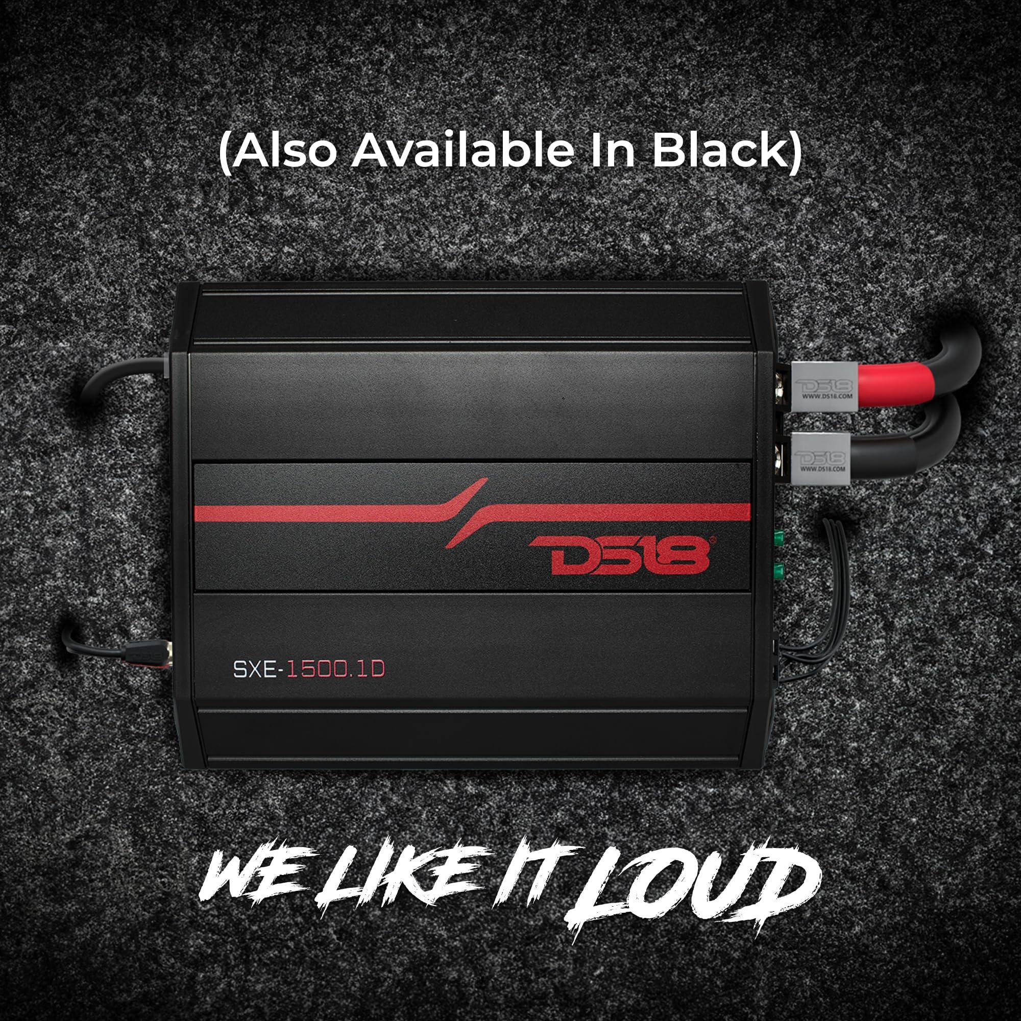 DS18 DS18 SXE-1500.1D SXE Class D Monoblock Car Amplifier 1 x 500 Watts RMS @ 1 Ohm 1500 Watts - Compact Amplifier with Remote Subwoofer Level Control (Red)