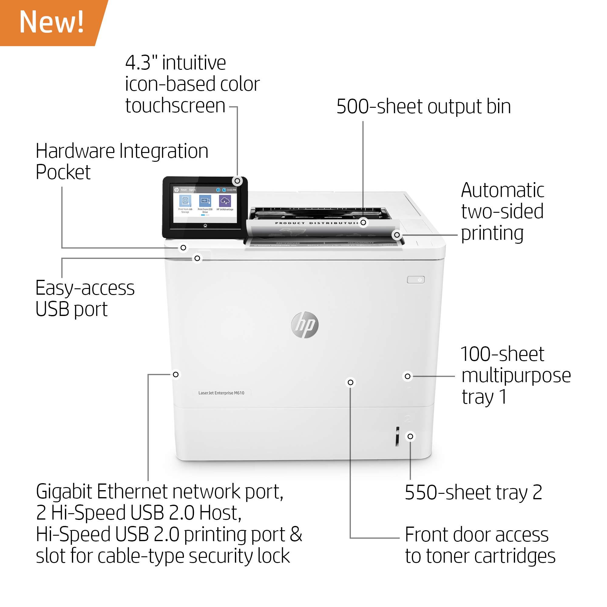 HP HP Laserjet Enterprise M610dn Monochrome Duplex Printer (7PS82A) (Renewed)