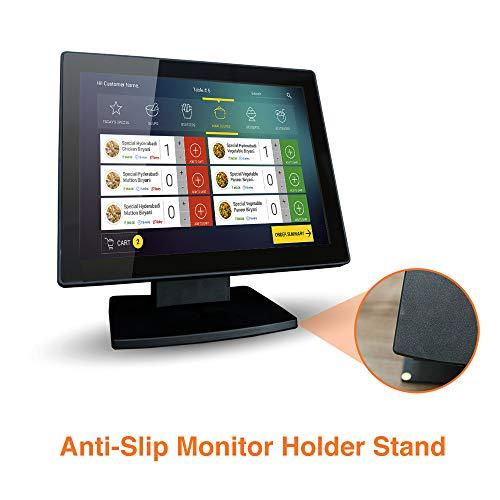 ANGEL POS 12-Inch Capacitive Multi-Touch POS TFT LED Touchscreen Monitor, True Flat Seamless Design with Adjustable POS Stand for Retail Restaurant, HDMI & VGA Inputs, High Resolution 1024 x 768