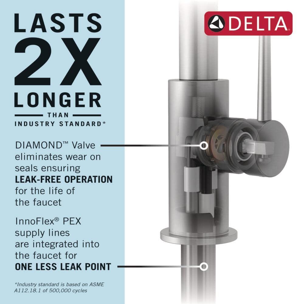 DELTA FAUCET Delta Faucet Leland Touch Kitchen Faucet Brushed Nickel, Kitchen Faucets with Pull Down Sprayer, Kitchen Sink Faucet, Touch2O Technology, SpotShield Stainless 9178T-SP-DST, Without Soap Dispenser