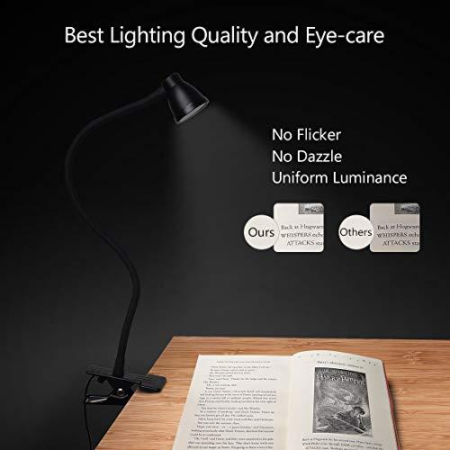 CeSunlight CeSunlight Clamp Desk Lamp, Clip on Reading Light, 3000-6500K Adjustable Color Temperature, 6 Illumination Modes, 10 Led Beads (Black)