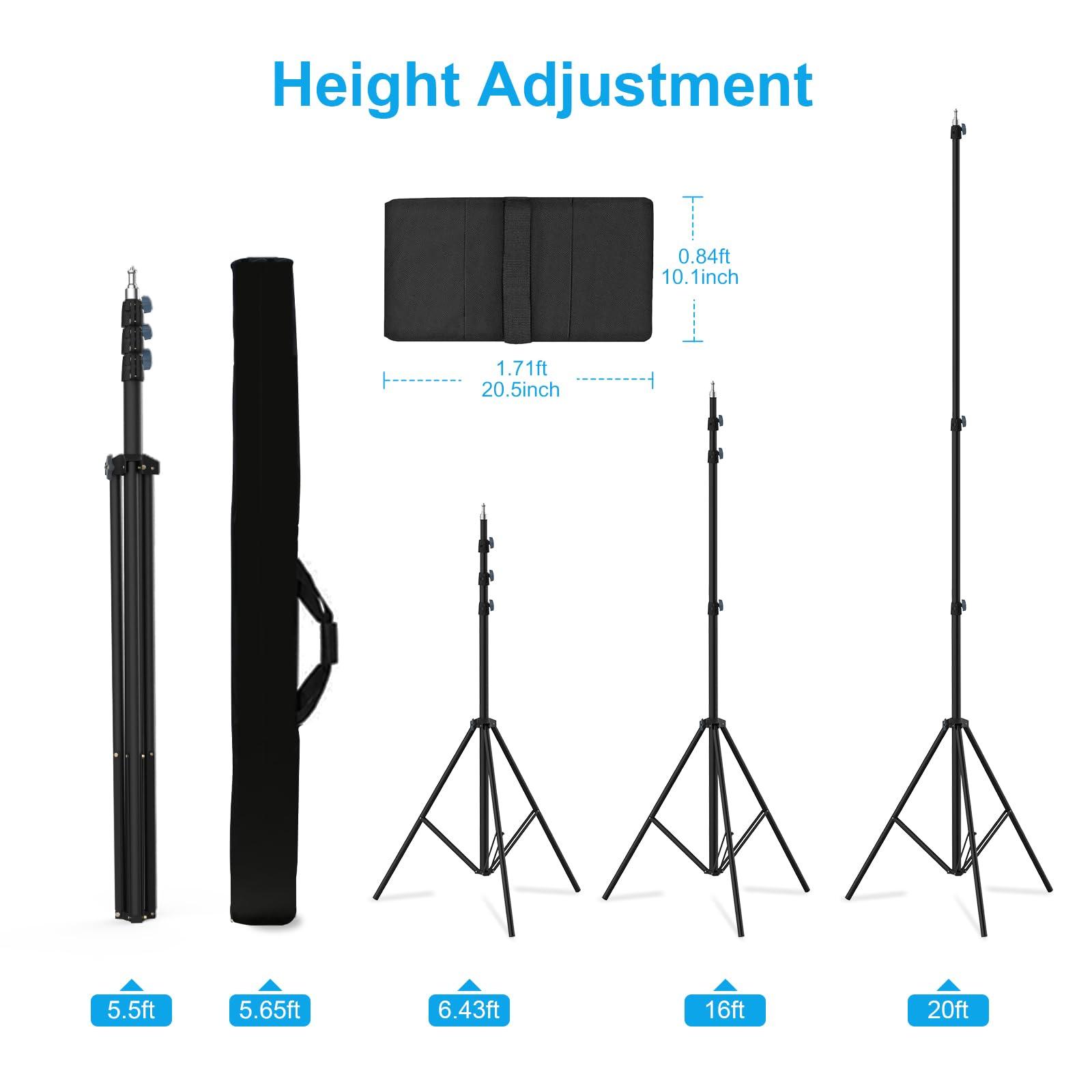 GEORDGY 20FT/6M Tripod Stand - Heavy Duty Tripod Stand - Tall Tripods Air-Cushioned Telescoping Light Stand for Photography Overhead Shots, Sports(Aluminum Alloy)
