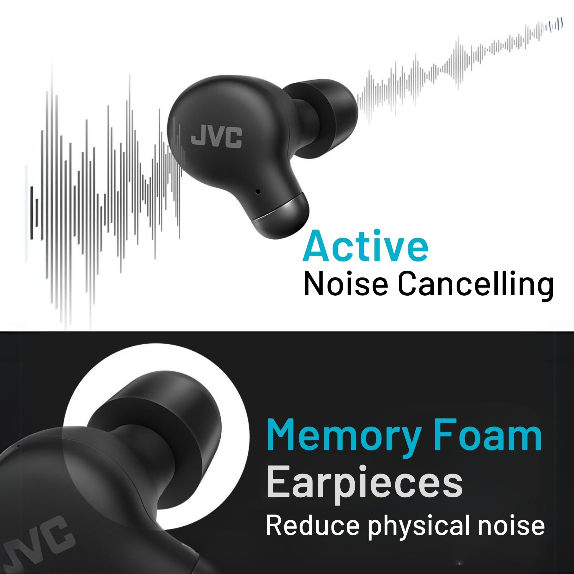 JVC JVC Active Noise Cancelling True Wireless Earbuds - Bluetooth 5.3 with ANC - Comfortable Fit with S/M/L Silicon & Memory Foam Earpieces - IPX4 Water Resistant - 28 Hrs Playback - Compact Charging Case