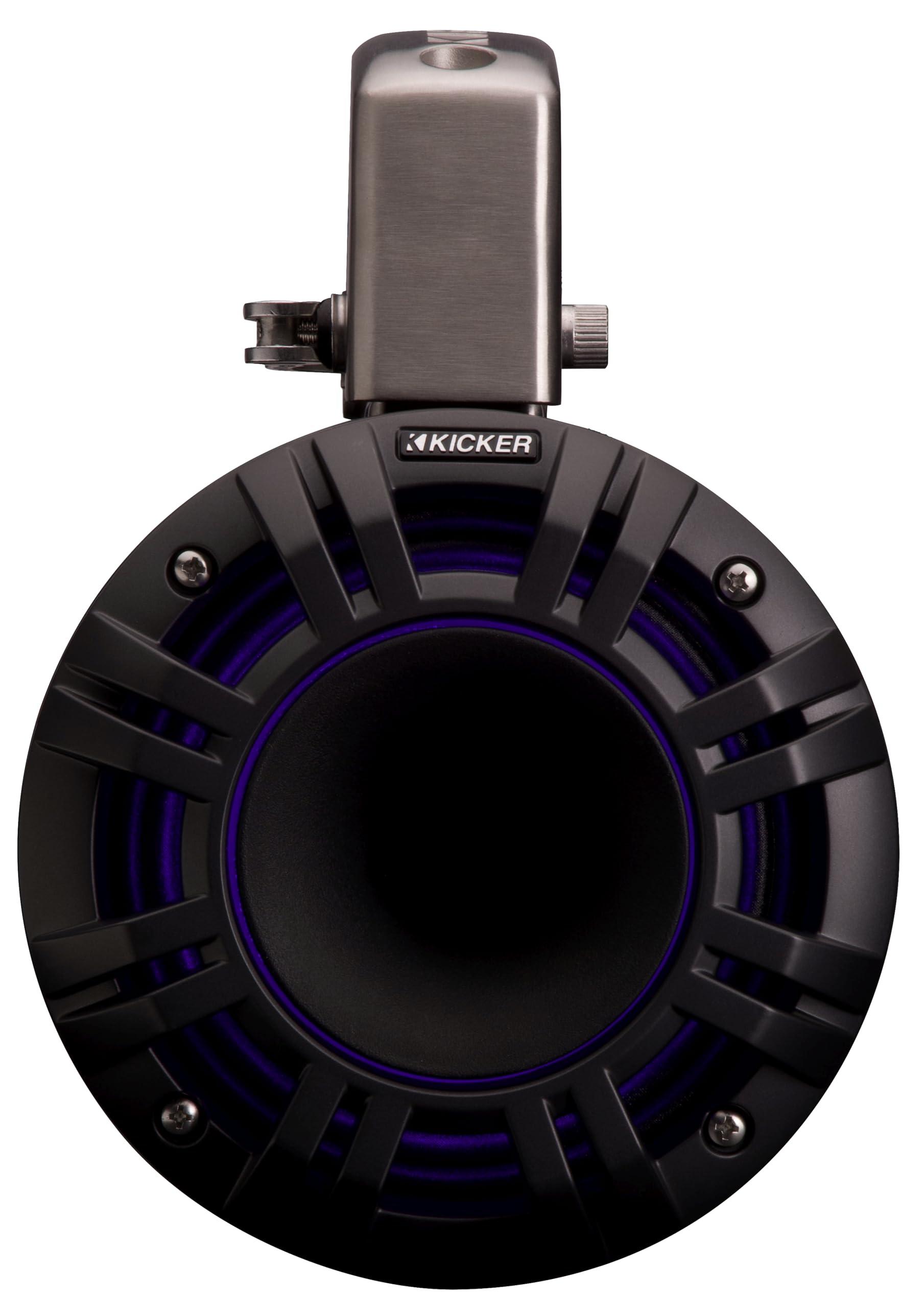 KICKER Kicker 51KMTCXL65 6.5" RGB LED Horn Loaded Compression Driver Marine Tower Speakers, Pair, Black