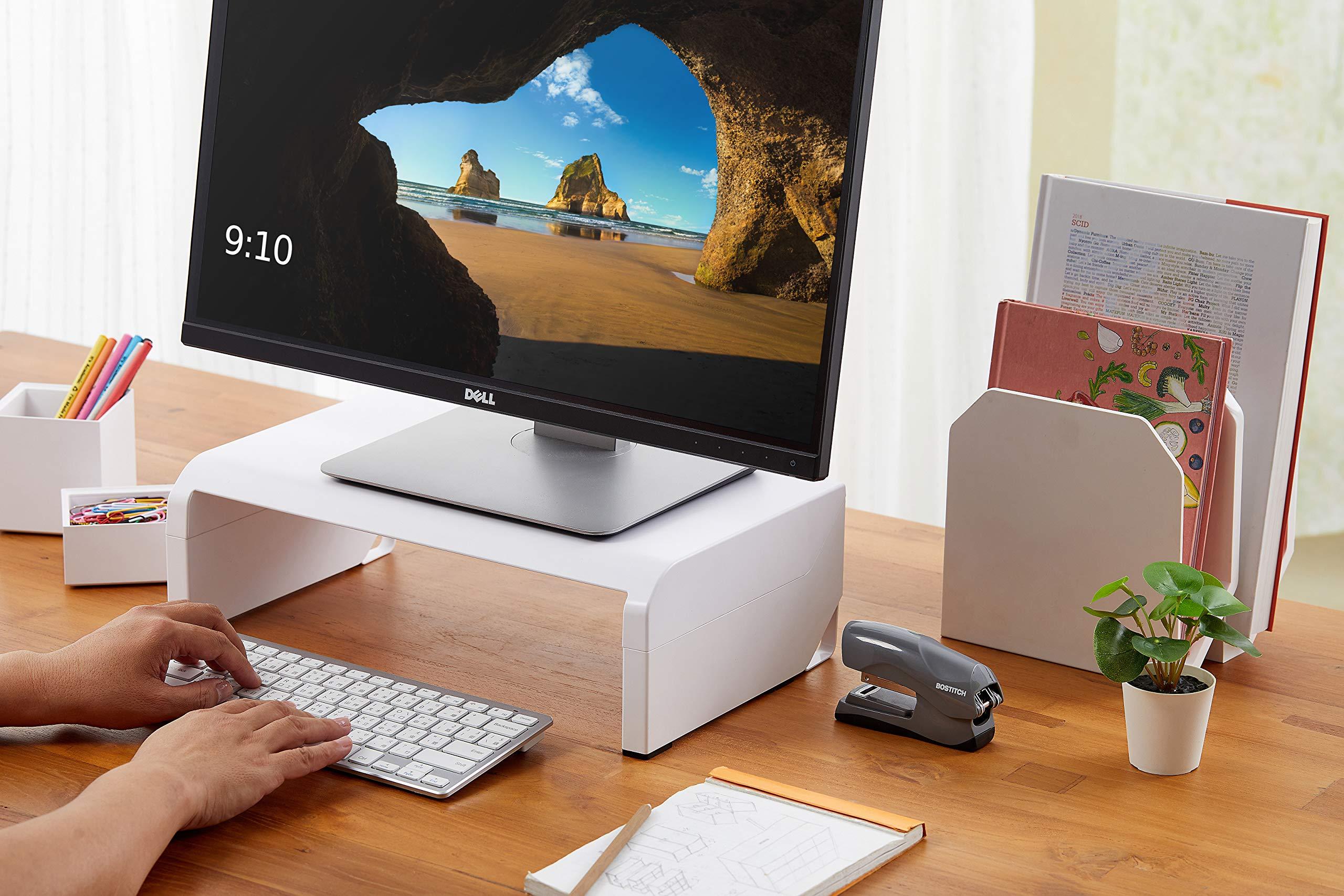 Bostitch Bostitch Office Konnect Adjustable Monitor Stand Riser, 4 Height Adjustments, Built-In Cable Management, Rubber Feet - White