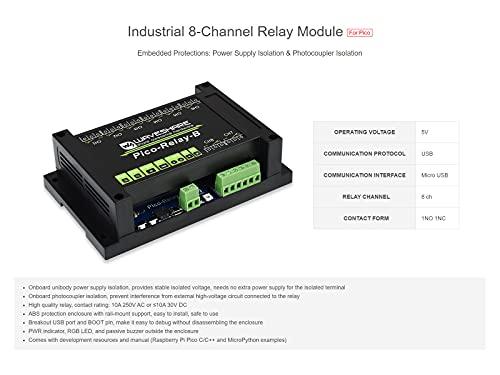 waveshare Waveshare Industrial 8-Channel Relay Module for Raspberry Pi Pico Power Supply Isolation Photocoupler Isolation