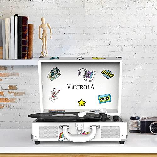 Victrola Victrola VSC-400SB-CNV Bluetooth Suitcase Turntable Canvas - Stickers (White)
