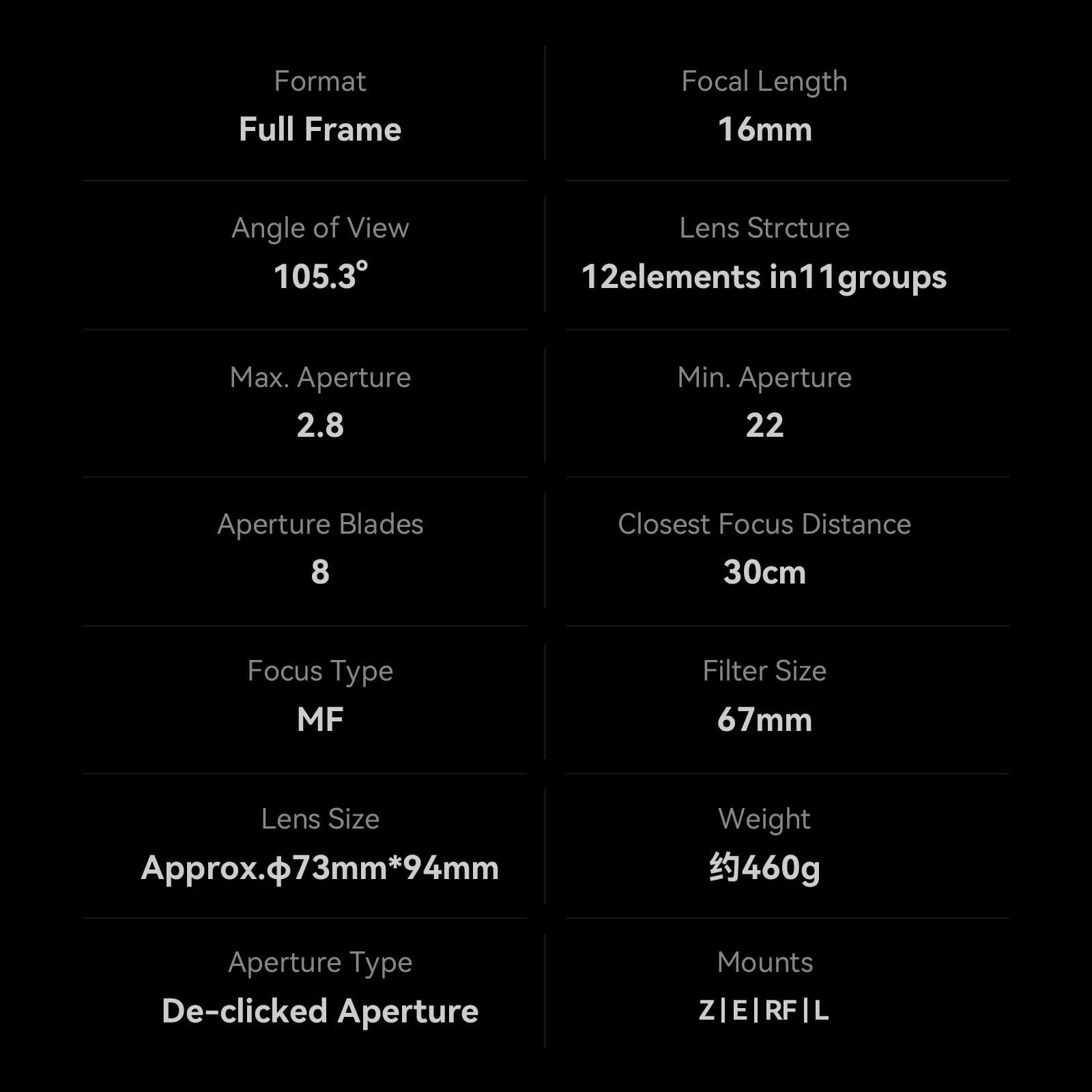 brightin star Brightin Star 16mm F2.8 Full Frame Ultral Wide Angle Manual Focus Mirrorless Camera Lens (Fit for L-Mount)
