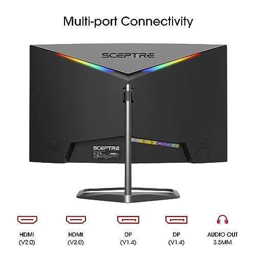 Sceptre Sceptre Curved 24.5-inch Gaming Monitor up to 240Hz 1080p R1500 1ms DisplayPort x2 HDMI x2 Blue Light Shift Build-in Speakers, Machine Black 2023 (C255B-FWT240)