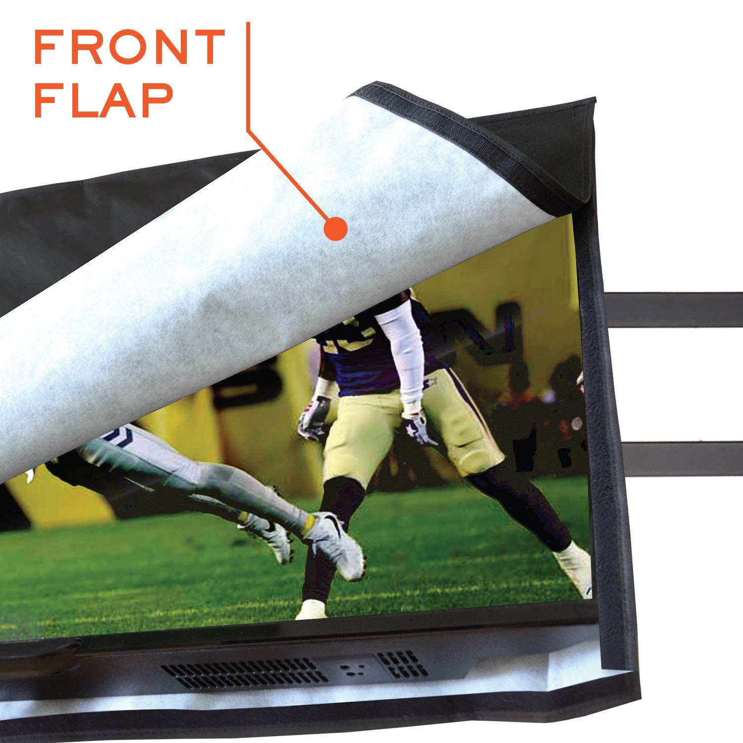 Bozzcovers Outdoor TV Cover 80-85 inch - WITH FRONT FLAP - Weatherproof, Waterproof protection, Soft Interior, With Bottom cover - Black