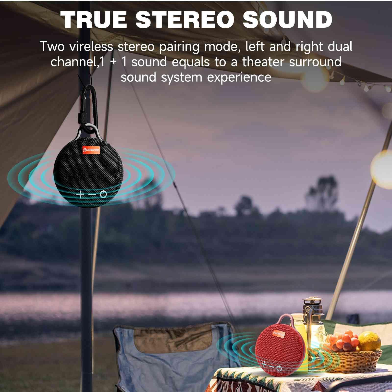 UrbanX UrbanX Audience Series IPX7 Bluetooth Waterproof Speaker with Clip, 20H Playtime, Compact Speaker with Big Sound, Punchy Bass, Wireless for Redmi 9T & Beach, Pool, Boat, Biking Black 2 Pack