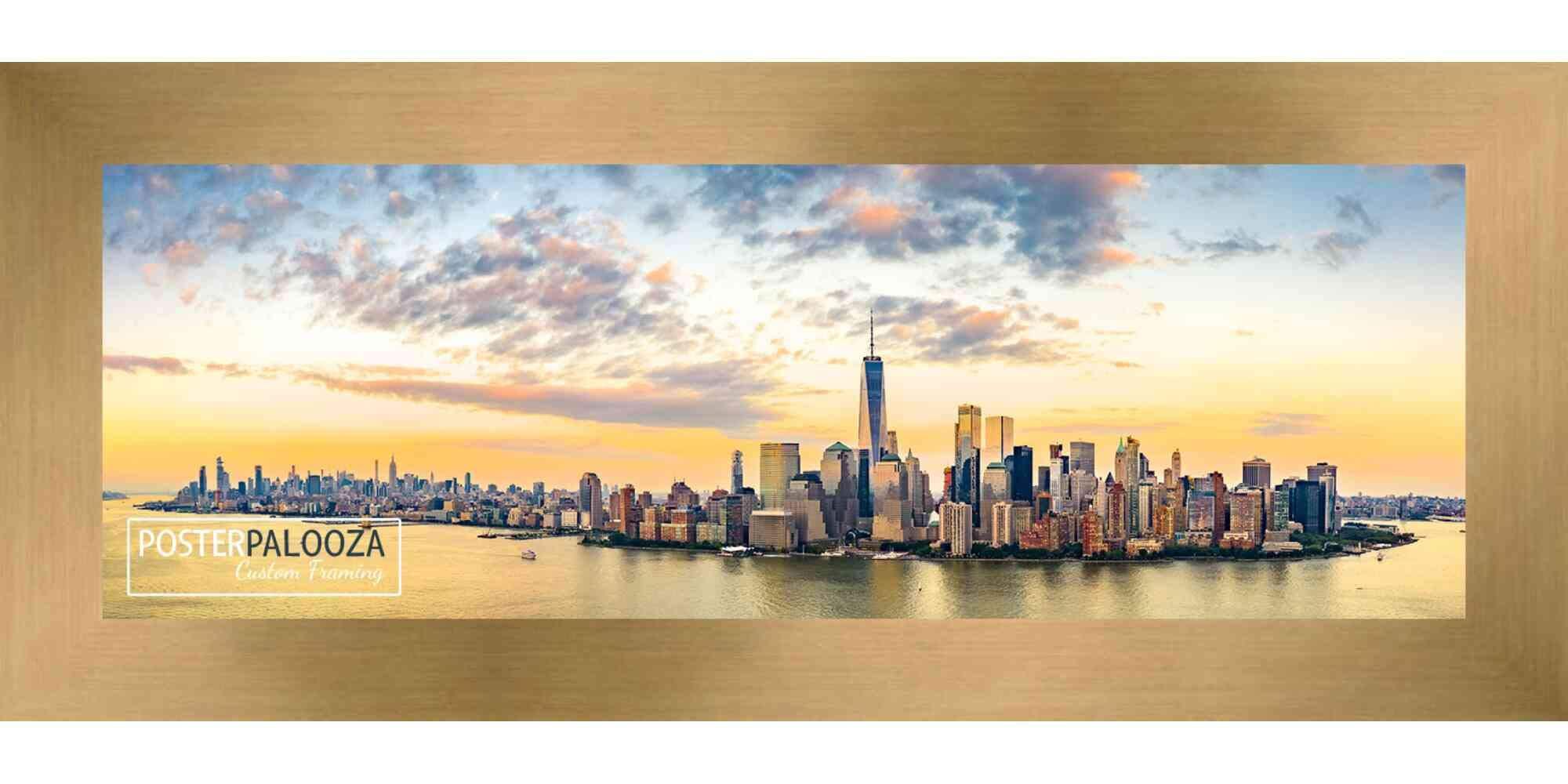 Poster Palooza 13.5x40 Contemporary Bronze Complete Wood Panoramic Frame with UV Acrylic Plexiglass, Foam Board Backing & Hardware Included