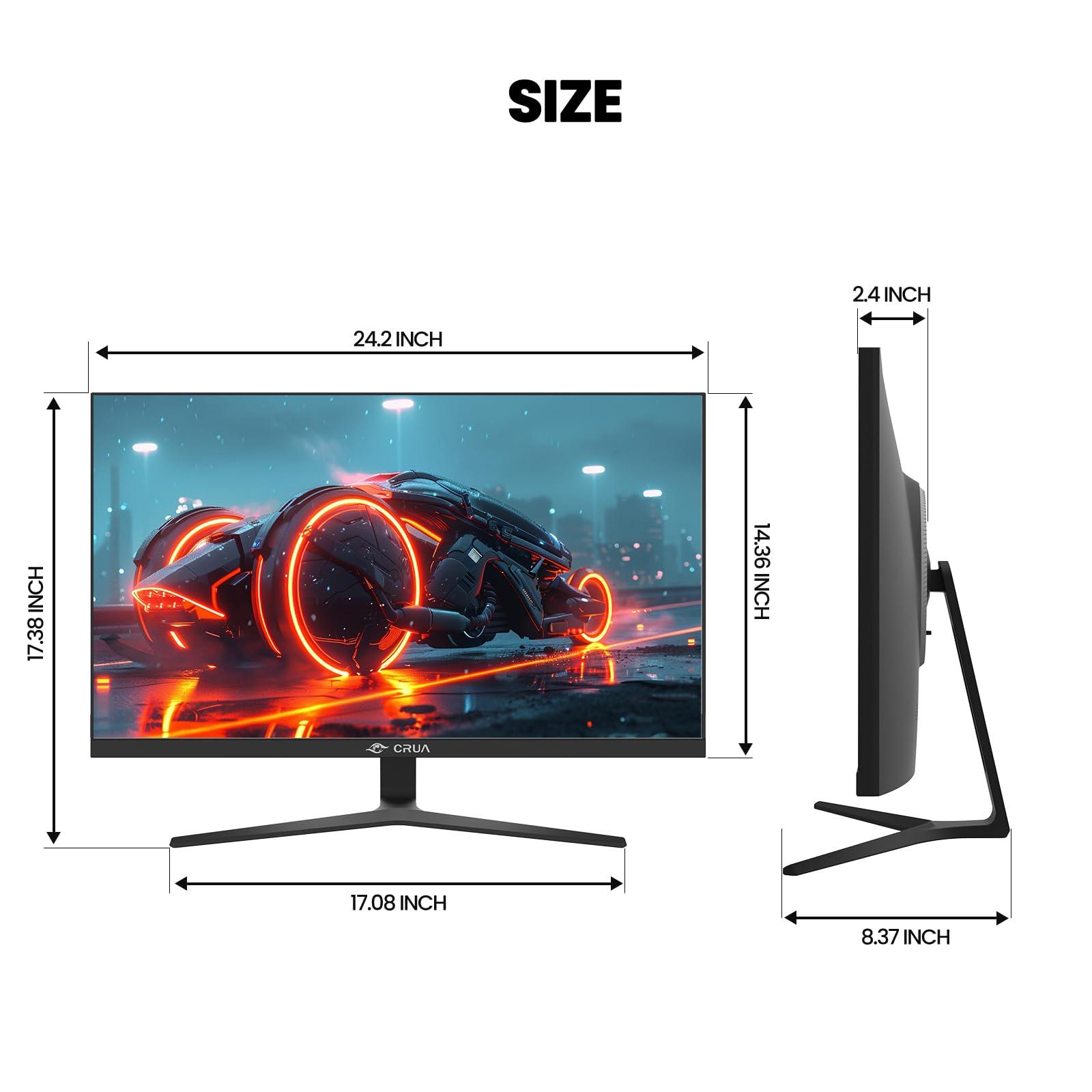 CRUA CRUA 27 Inch Gaming Monitor, QHD 1440P 120Hz IPS Computer Monitor, 99% sRGB, AMD Freesync, HDMI 2.0 & Displayport 1.2, Low Blue Light, Support Wall Mountable Installs/Tilt Adjustable-Black