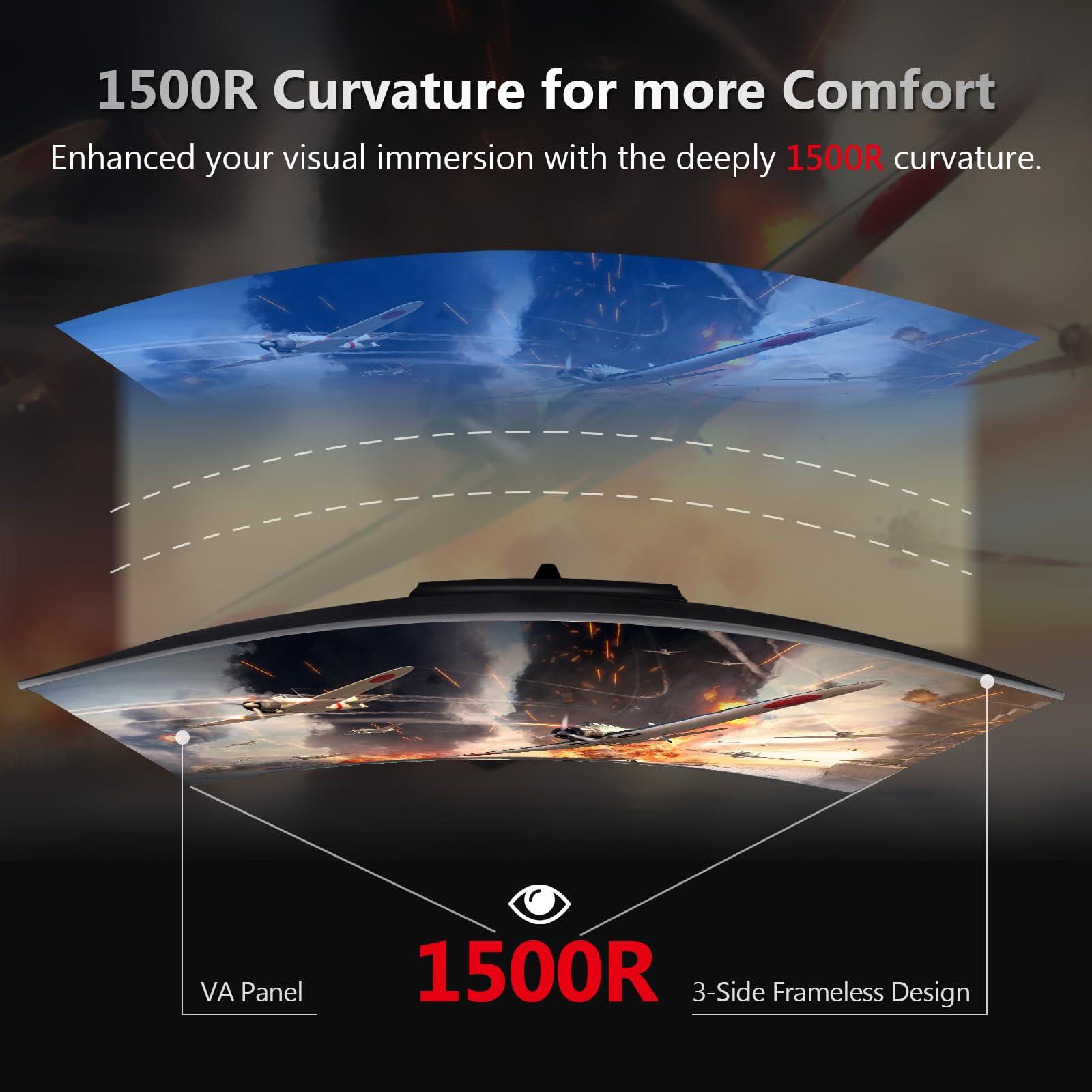 Z Z-EDGE Z-Edge 30 inch 144Hz/200Hz Curved Gaming Monitor, 1080P Computer Monitor, UG30 21:9 Ultra Wide, 1500R/1ms MPRT, Frameless/Slim PC Monitor with HDMI/DP Display Port, Freesync Compatible, VESA