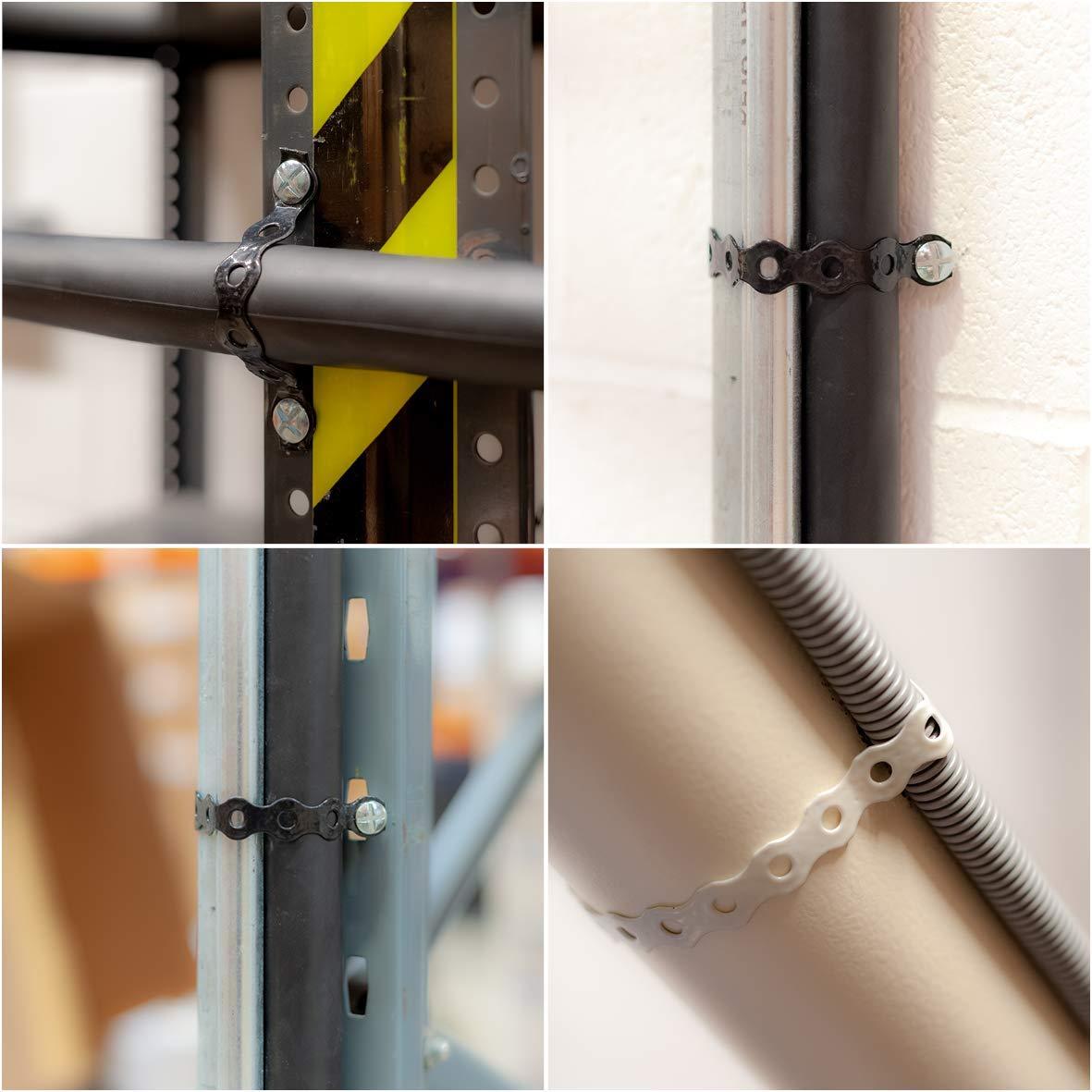 ANRUWEI Metal strapping,metal straps heavy duty,Galvanised Steel Band Metal Fixing Strap with Perforated Holes, All Round Band 10 Meter Roll (12mm Black)(12mm)