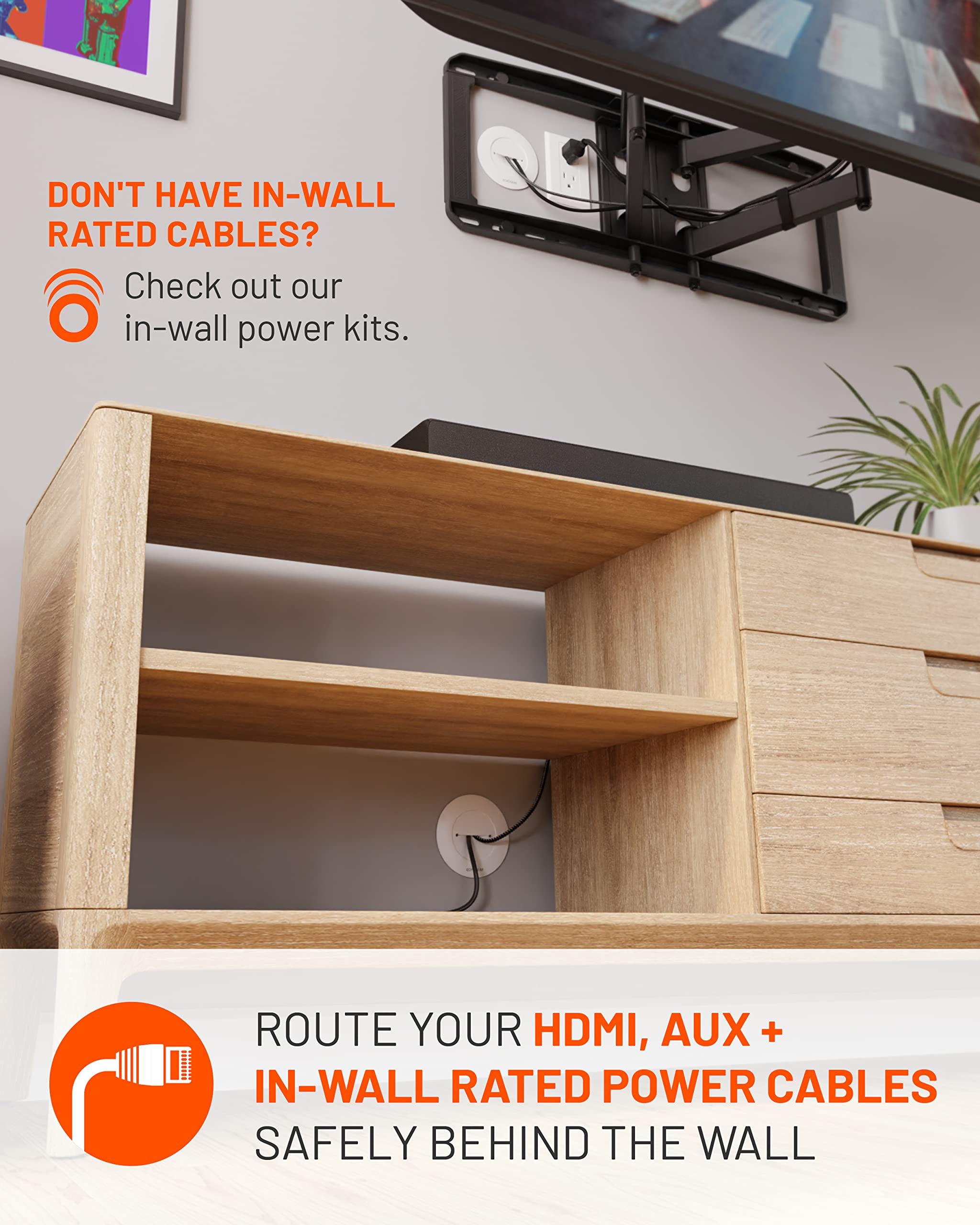 ECHOGEAR ECHOGEAR XL Full Motion TV Mount w/Handles & in Wall TV Cord Hider for Low Voltage Cables