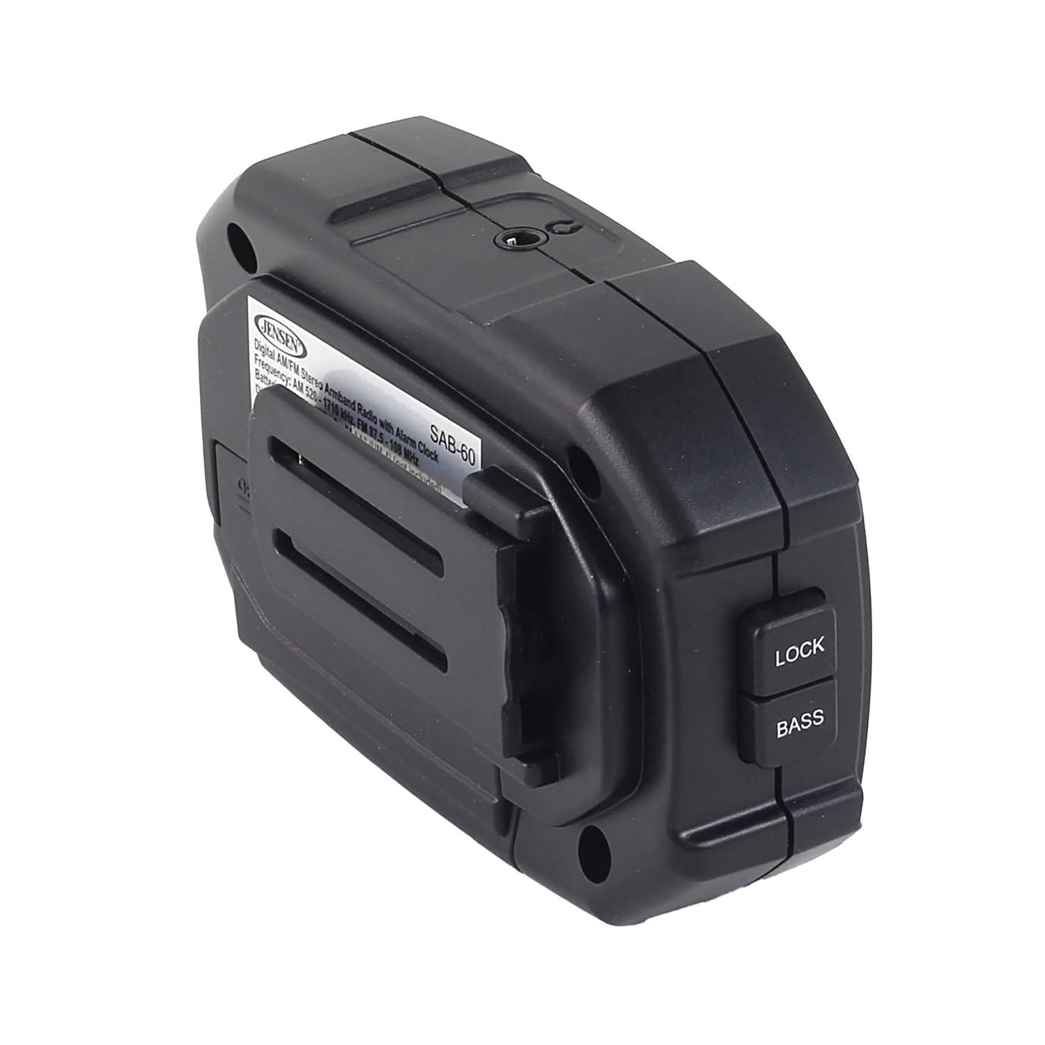 Jensen Jensen SAB-60 Armband Digital AM/FM Stereo Radio with Clock and Earbuds, Black, SAB-60