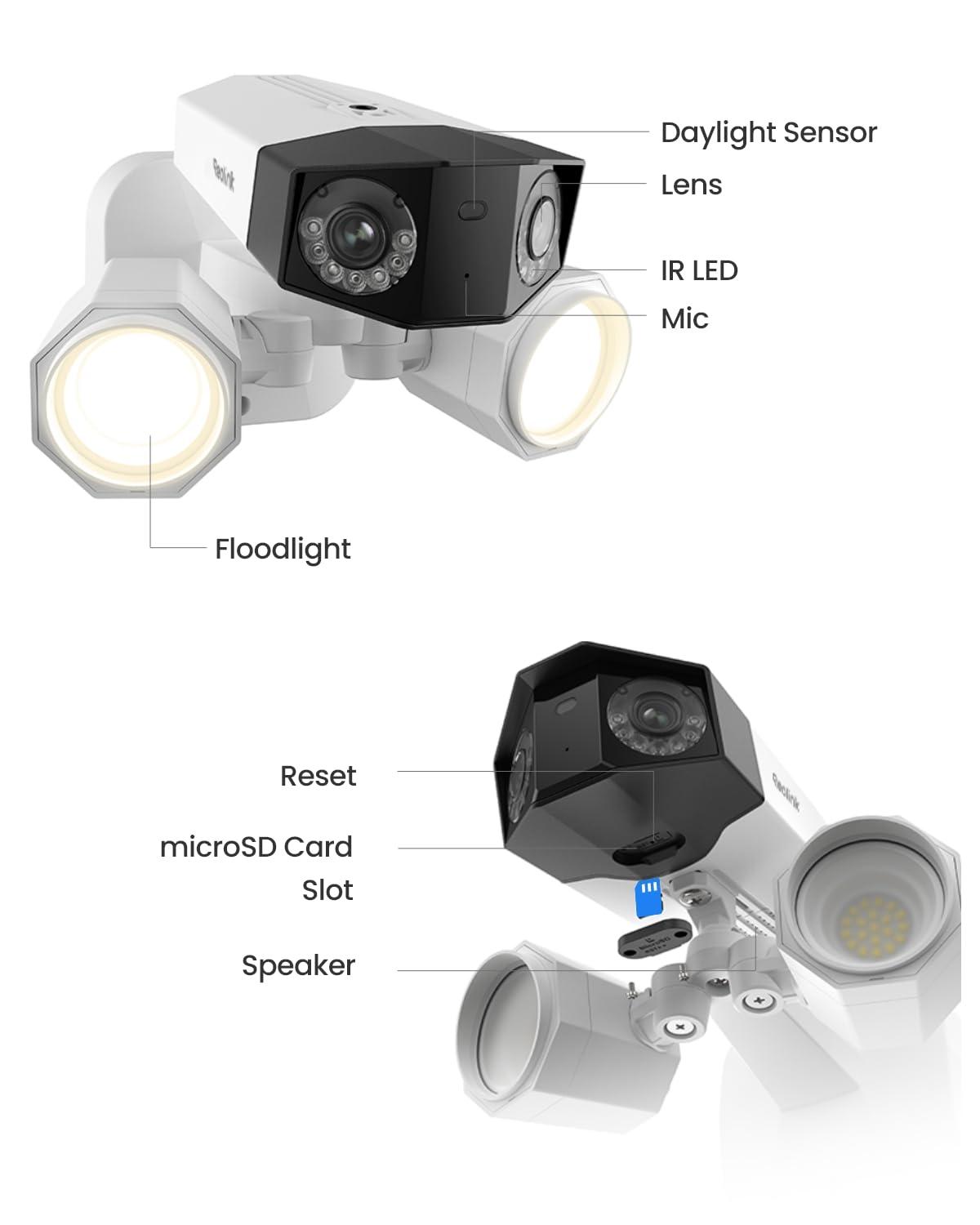 REOLINK REOLINK 4K Floodlight Camera for PoE Security Camera System, IP Outdoor Camera in 180 Degree Ultra-Wide Angle, Human/Vehicle/Pet Alerts, 1800 Lumen Floodlights, Two Way Talk