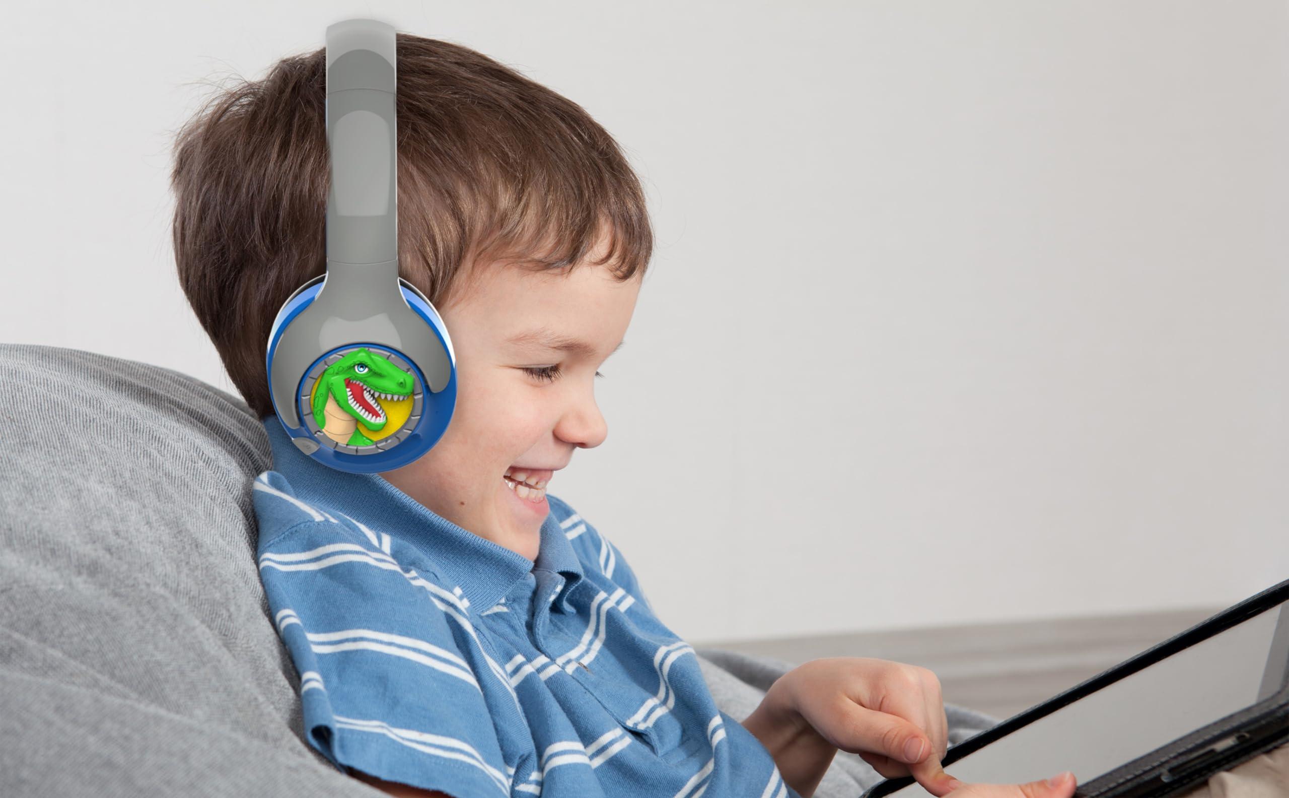eKids eKids Dinosaur Headphones for Kids, Volume Reduced Bluetooth Headphones for School, Home, or Travel