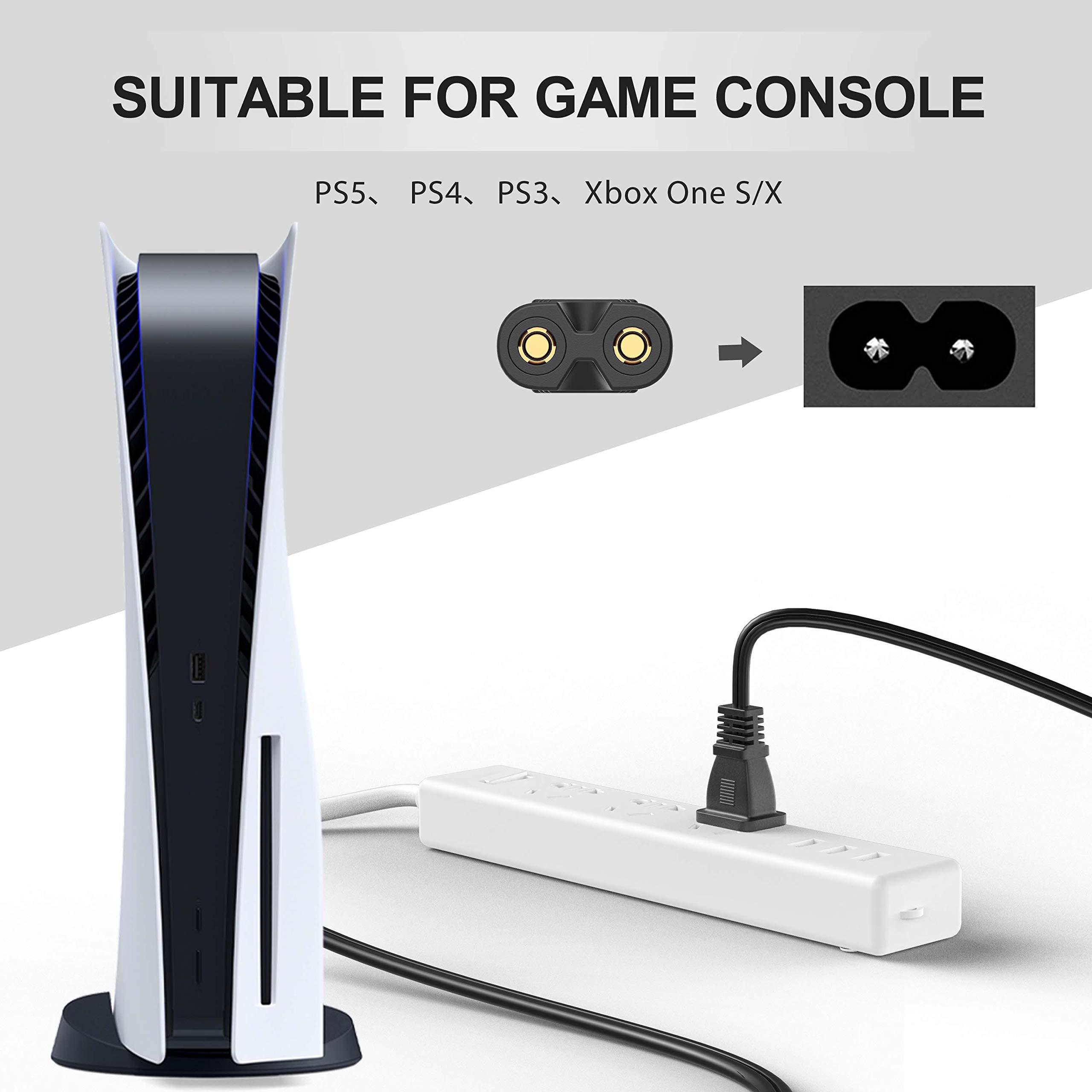 Bicmice AC Power Cord for PS5 PS4 PS3 Sony PlayStation 5 4 3 Slim,Xbox One S/X Game Console,2 Prong 7a 125v Replacement Plug Power Cable 6Ft[UL Listed]