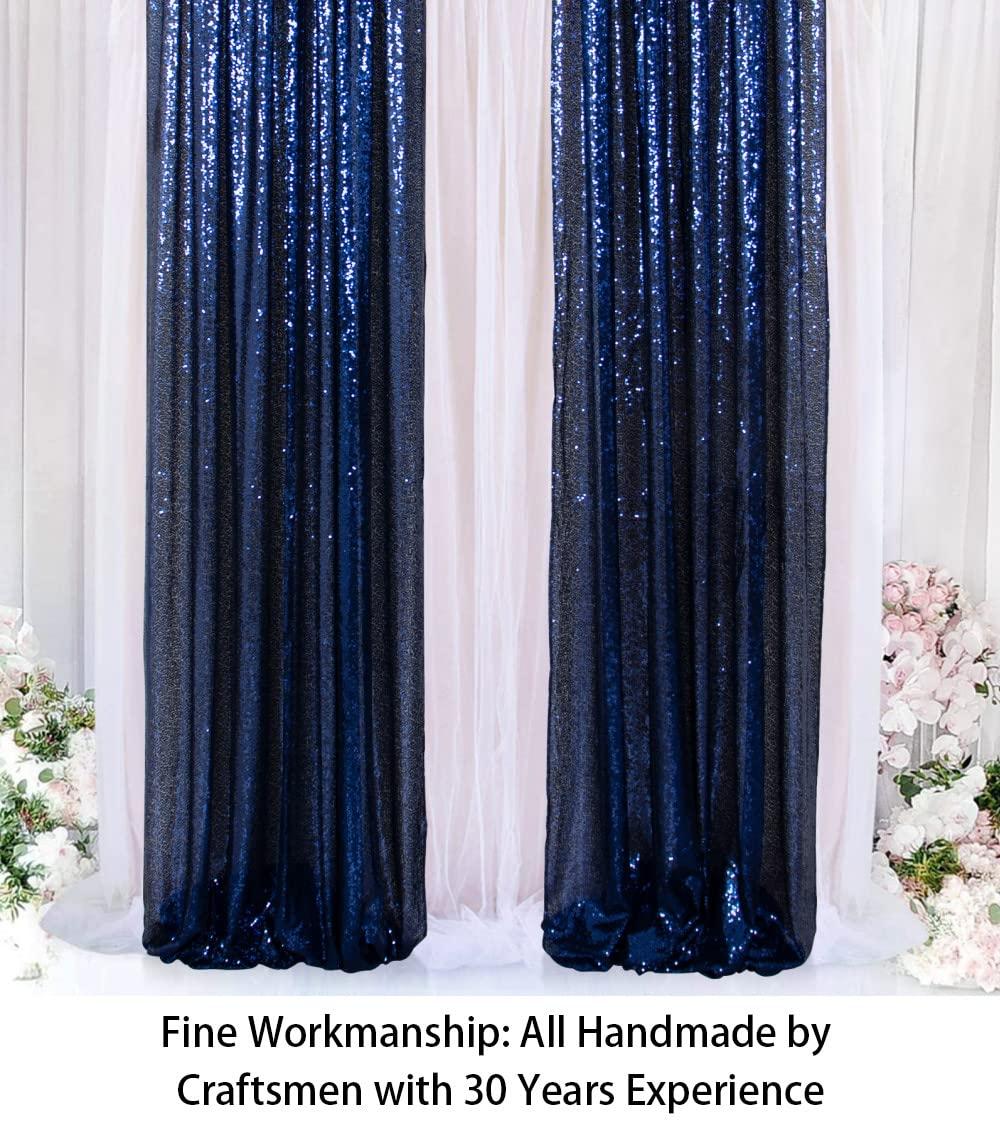 ShinyBeauty ShinyBeauty Sequin Backdrop Curtains 4 Panels Navy Blue 2FTx8FT Navy Blue Curtains Sequin Fabric Photo Backdrop Curtains Navy Blue Glitter Curtains for Party Baby Shower Backdrop Backgrounds