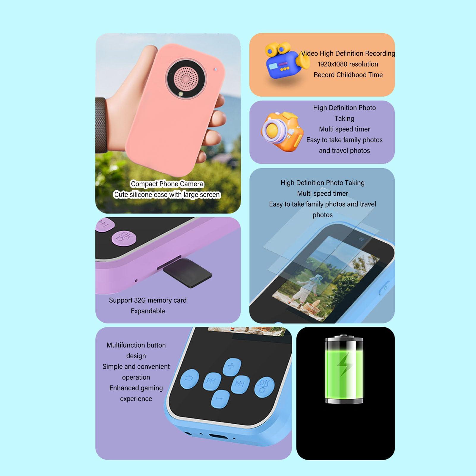 Bewinner 1080P Digital Camera for Photography, MP3 Player, 96MP Dual Lenses Vlogging Camera, 2.4inch Screen Compact Travel Camera, Built in Flashlight, Timer, Calendar (Blue)