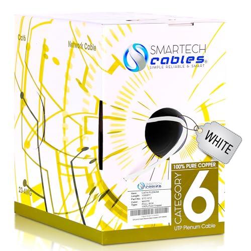 Smartech Cables CAT6 Plenum (CMP) 1000ft Bulk Ethernet Cable | Certified 100% Pure Solid Bare Copper | 550MHz, 23AWG, UTP | High Bandwidth & Stable Performance