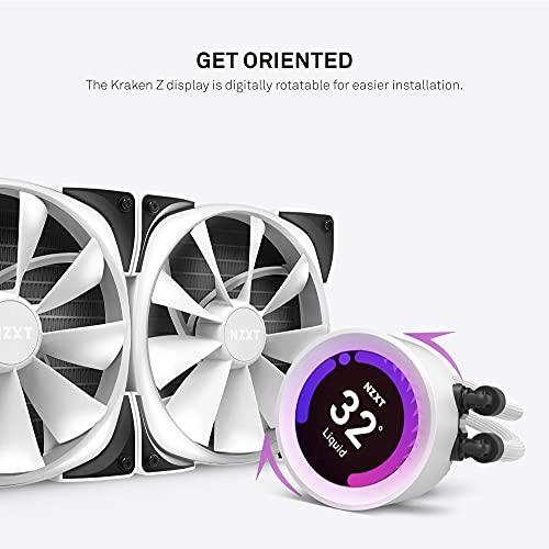 NZXT NZXT Kraken Z73 RGB 360mm - RL-KRZ73-RW - AIO RGB CPU Liquid Cooler - Customizable LCD Display - Improved Pump - Powered by CAM V4 - RGB Connector - Aer RGB 2 120mm Radiator Fans (3 Included) - White