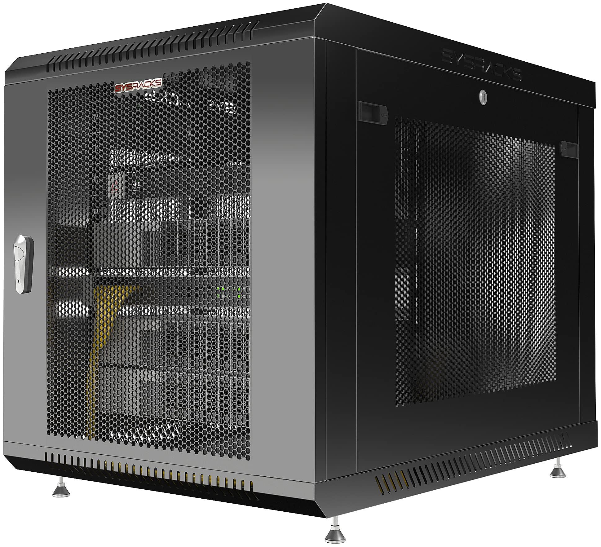 Sysracks Sysracks - 12U Network Rack Wall Mount - 35-Inch Depth - Locking Server Cabinet - AV Audio Rack - Data Racks Lockable IT Cabinet Enclosure with Fan Powerbar Dust-Proof Grommet (12U (24\"w x35\"d x25\"h))