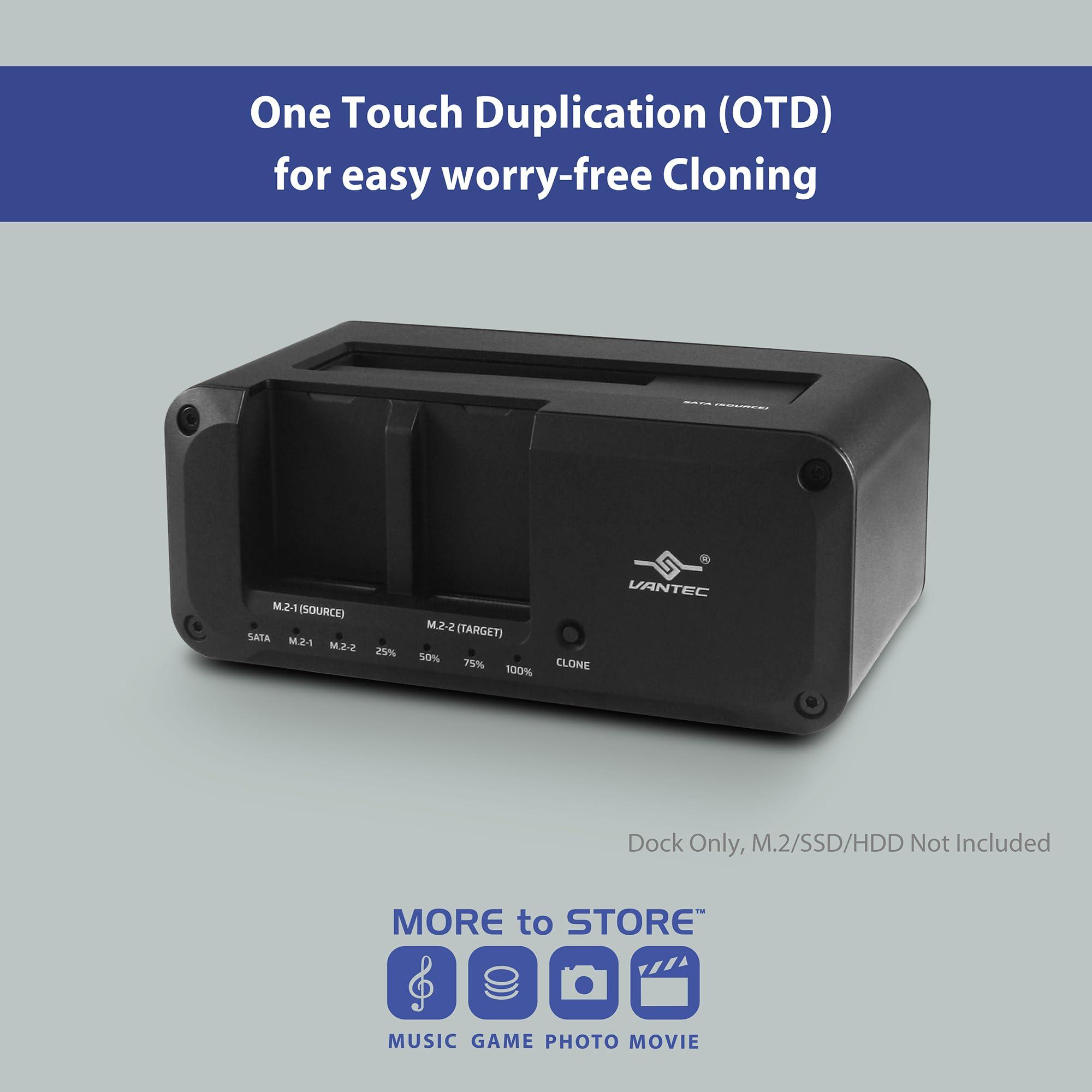 Vantec Vantec JX, USB 3.2 Gen 2x1, Triple Bay Dock (Dual M2, SATA) with Clone Function (NST-DM12C31)