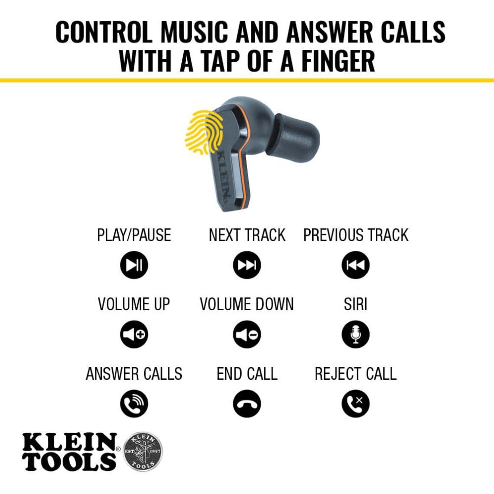 Klein Tools Klein Tools AESEB2 Elite Bluetooth Jobsite Earbuds, True Wireless Earplugs, 25dB NRR Hearing Protection, 24-Hour Playtime, Digital LED Display