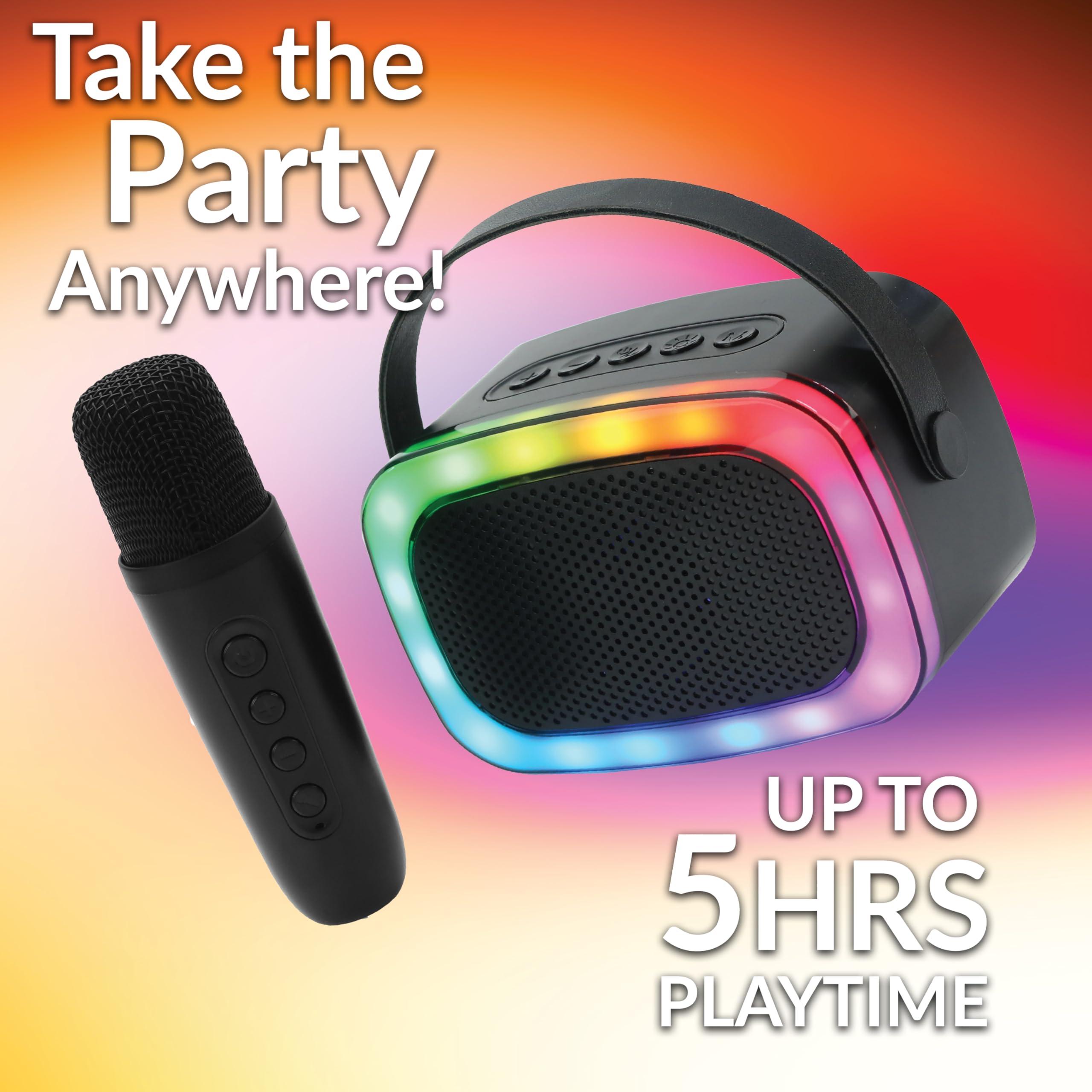 Supersonic IQ Sound IQ-908K Mini Karaoke Bluetooth Speaker with Wireless Microphone, RGB Lights Surround, Fun Voice Changing in Rechargeable Compact, and Portable Design Ideal Gifts for Kids and Adults (Black)