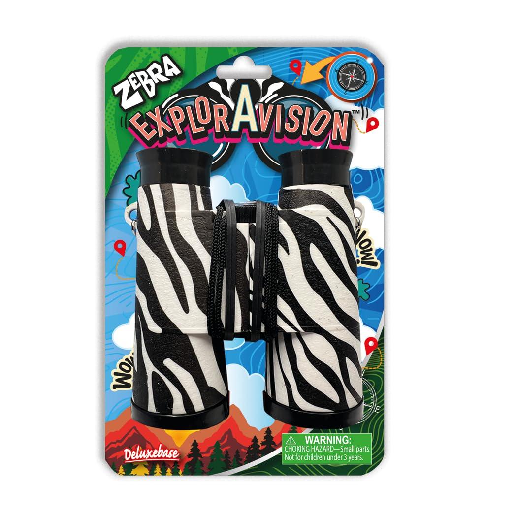 ExplorAvision ExplorAvision - Zebra Binocular from Deluxebase. Safari Portable and Compact Binoculars for Kids, Educational Animal Explorer for Outdoor Adventure and Play.