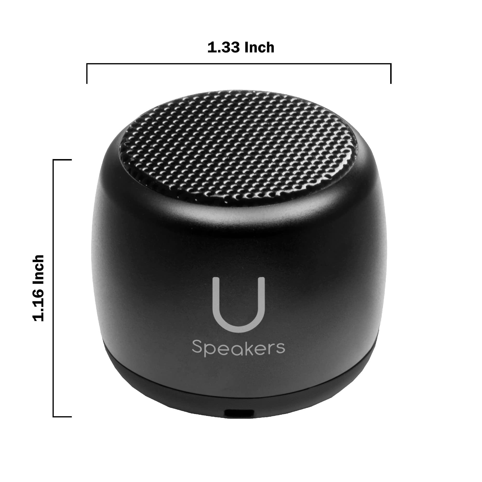 Fashionit Fashionit U Speakers Micro Bluetooth Computer Speaker 2-Pack Bundle with Matching Speaker, Built-in Mic & Selfie Remote Control, for Workspace, Desktop, Laptop, Mobile, Tablet, PC - Black