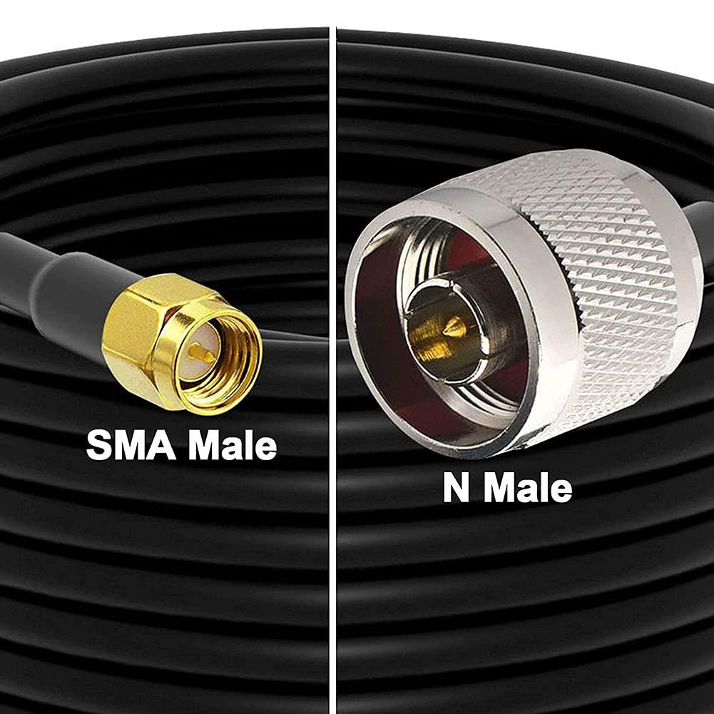 onelinkmore Ultra Flexible SMA to N Cable 15-Meter(49.2 Ft) Low Loss RG58 N Male to SMA Male Antenna RF Coaxial Cable and Two-Way Radio Applications Pure Copper 50 ohm for 3G/4G/LTE/ADS-B/Ham/WiFi/RF Radio