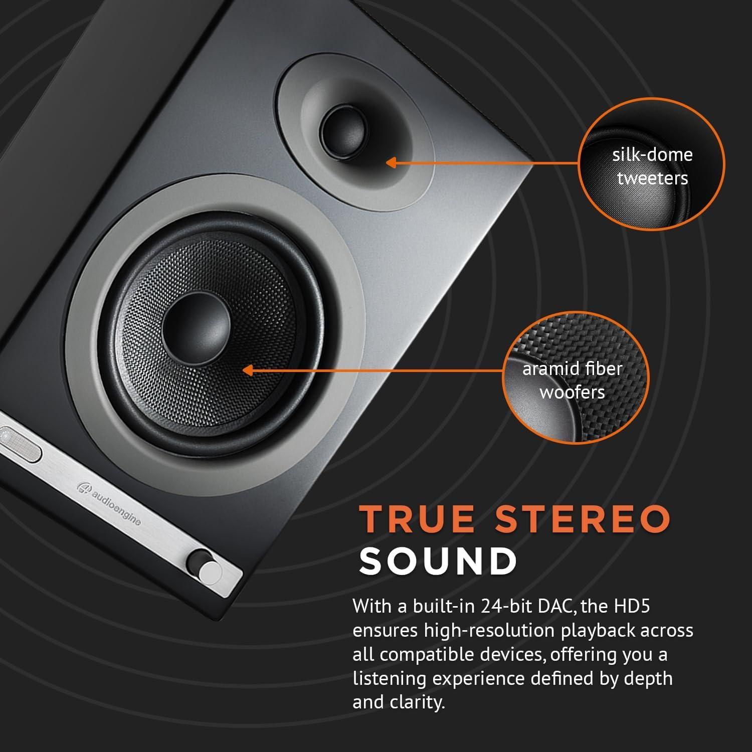 Audioengine Audioengine HD5 150W Premium Bluetooth Bookshelf Speakers for Home Theaters and Studios