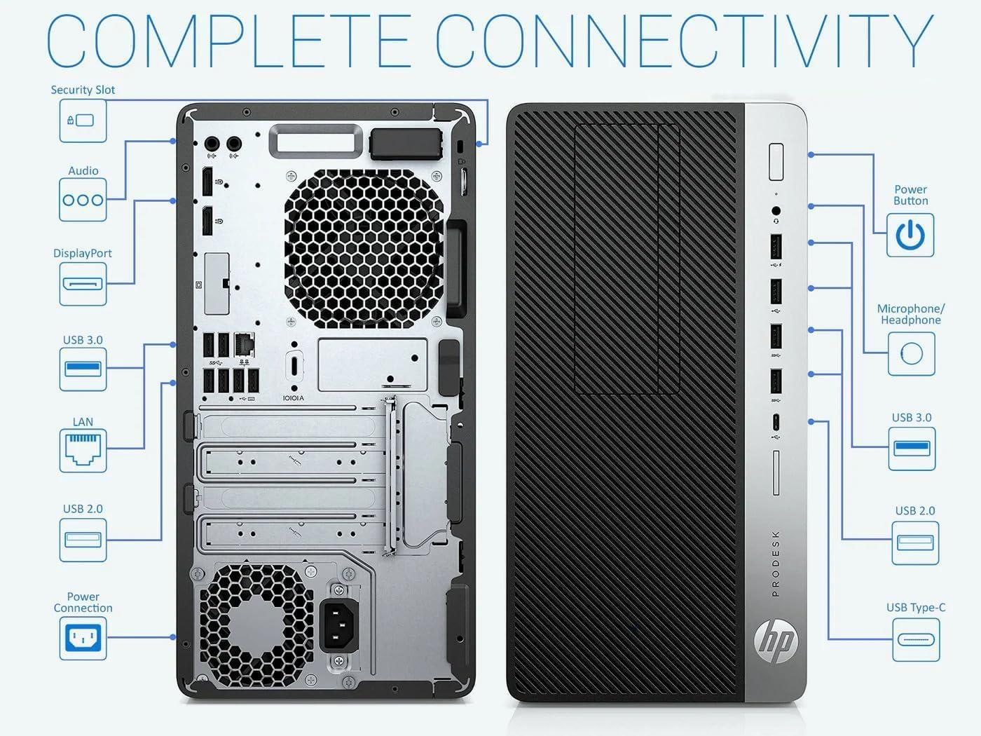 HP HP ProDesk 600G4 Tower Desktop Computer | Intel i7-8700 (3.4) | 32GB DDR4 RAM | 1TB SSD Solid State | Wi-Fi 5G + Bluetooth | Windows 11 Professional | Home or Office PC (Renewed)