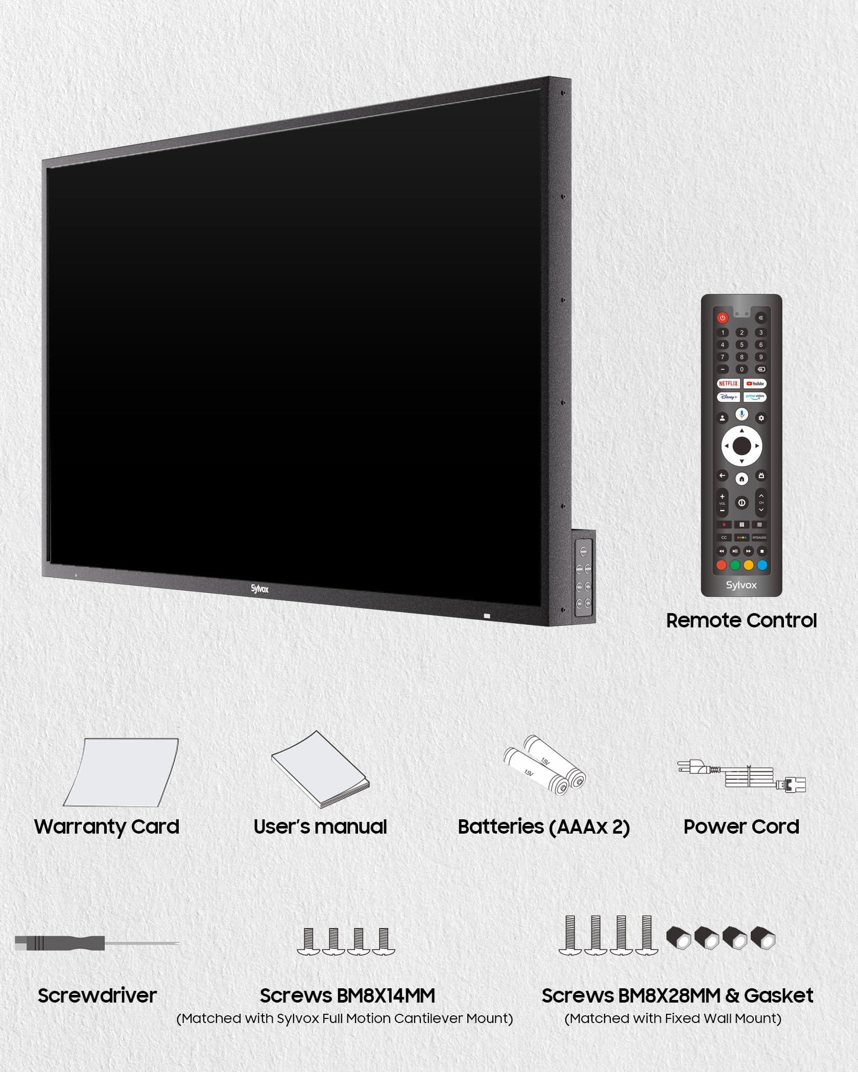 SYLVOX SYLVOX Outdoor TV, 43 inch 2000 Nit High Brightness Smart Outdoor TV, 4K Sunlight Readable Display, IP55 Waterproof, Smart TV for Outdoor Households or Commercial Places (Pool Pro 2.0/2024)