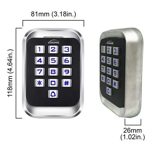 Visionis Visionis FPC-5616 One Door Access Control Out Swinging Door 600lbs Maglock + Outdoor Metal Touch Keypad/Reader Standalone with Mini Controller + Wiegand 26, No Software, EM Card, 1000 Users Kit