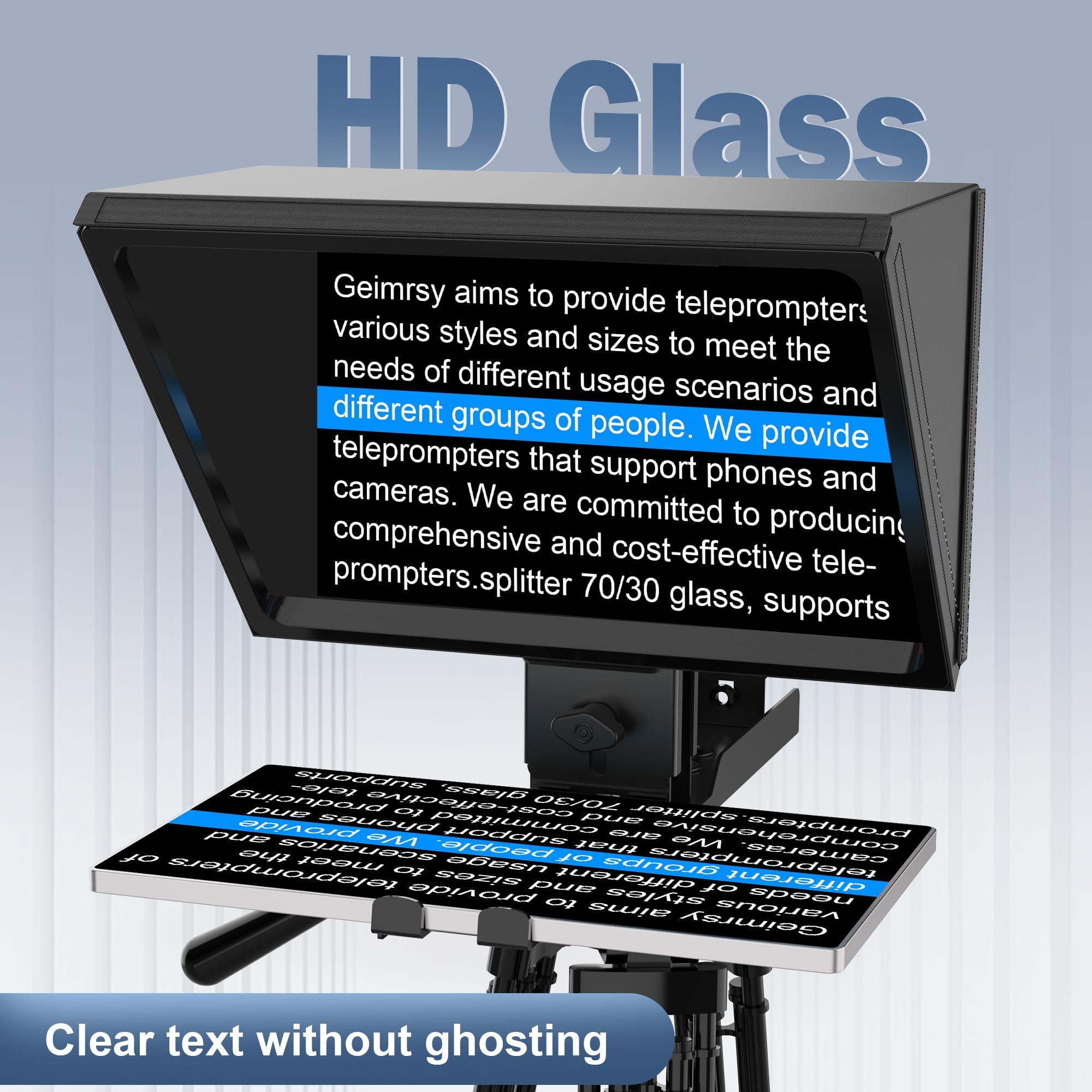 Geimrsy GEIMRSY i2/12-inch All-Metal teleprompter, Lift The teleprompter and Remote Control, Using Tempered Optical Glass, Compatible with a Variety of Devices for a Variety of scenarios.