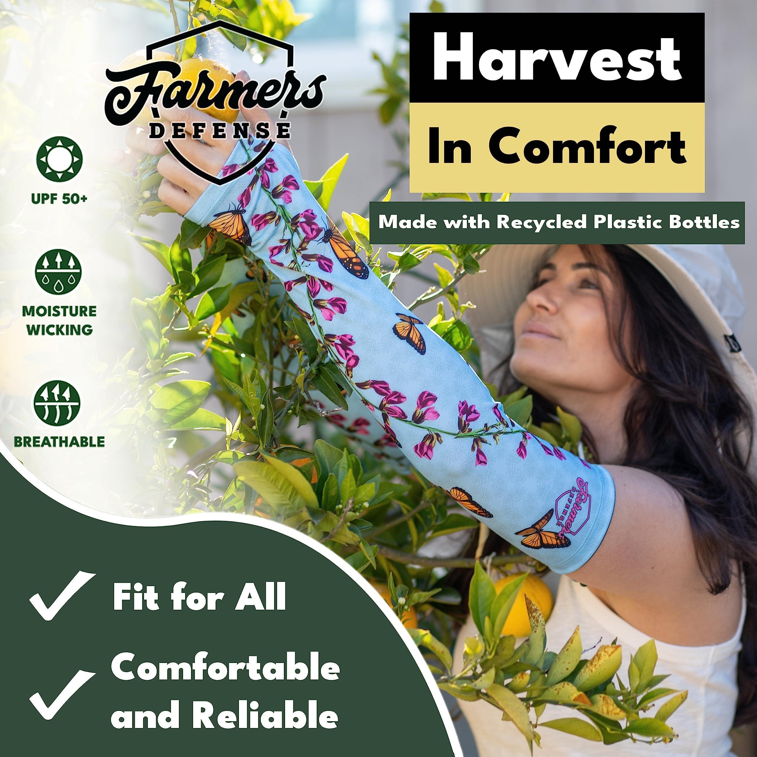 FARMER\'S DEFENSE FARMER\'S DEFENSE Sleeves | UV Cooling Sleeves for Sun Protection | Premium Anti-Scratch Arm Guard Sleeve for Skin - for Gardening Harvesting Sports Outdoors | Unisex | Cream - S/M