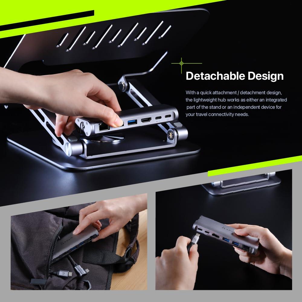 ADAM ELEMENTS ADAM elements USB-C Stand Pro/Laptop Docking Station CASA Hub Stand Pro 6in1 Multiport Stand Hub for M2/M1 Mac, iPad & Laptop Series- USB-C Host, USB-A x2, USB-C PD, HDMI, RJ45