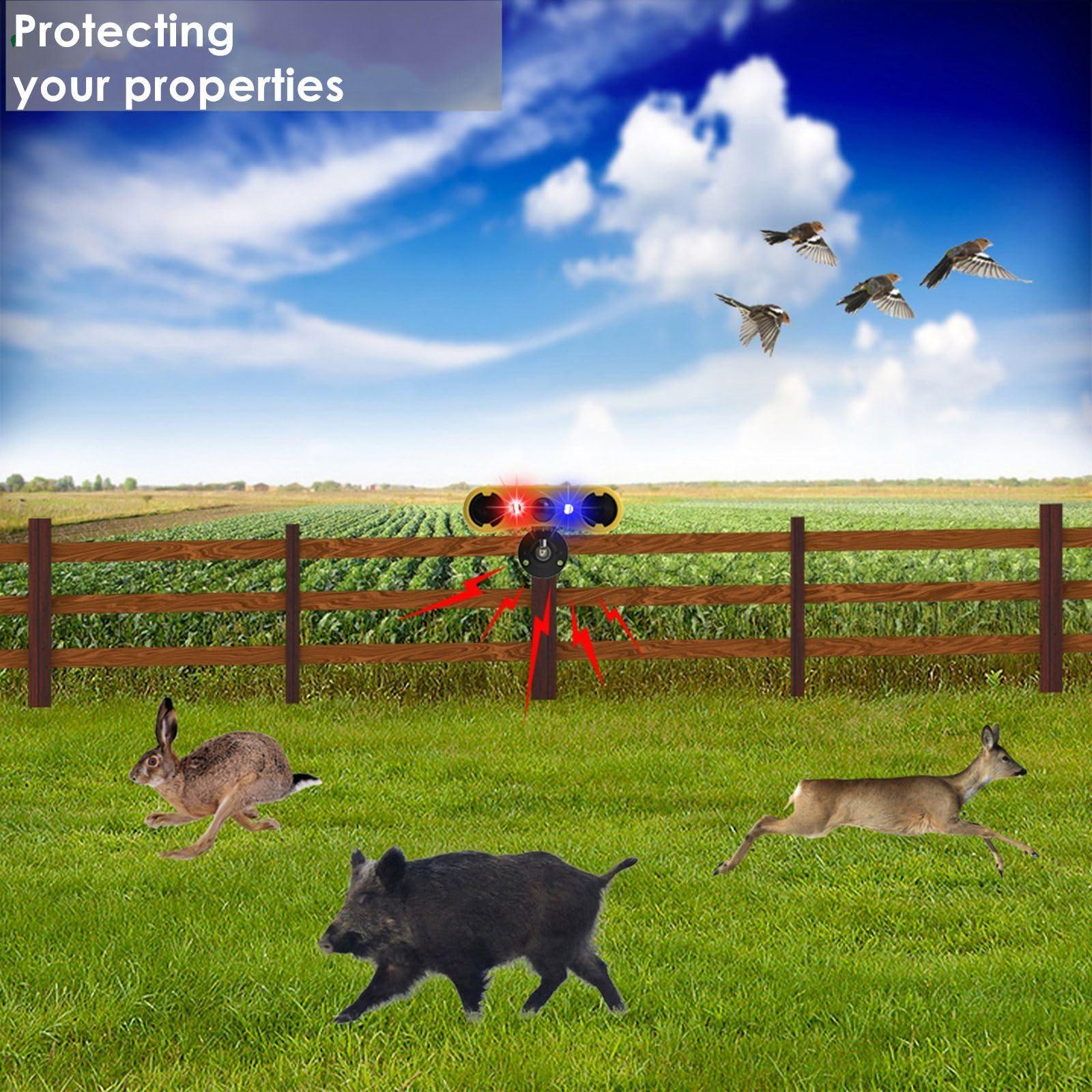 HULPPRE HULPPRE Solar Outdoor Motion Sensor Alarm-13 Sounds Including Dog Barking&Gunshot,2*130db Loud Noise Maker,4 Modes,Red&Blue Motion Activated Strobe Light,Say Goodbye to The Intruders