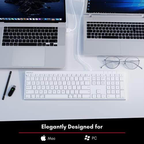 Macally Macally Slim USB Wired Keyboard for Mac and Windows - Simple and Sophisticated - USB Apple Keyboard with Numeric Keypad for Mac Mini / Pro, Macbook, iMac with 110 Scissor Switch Keys and 20 Shortcuts