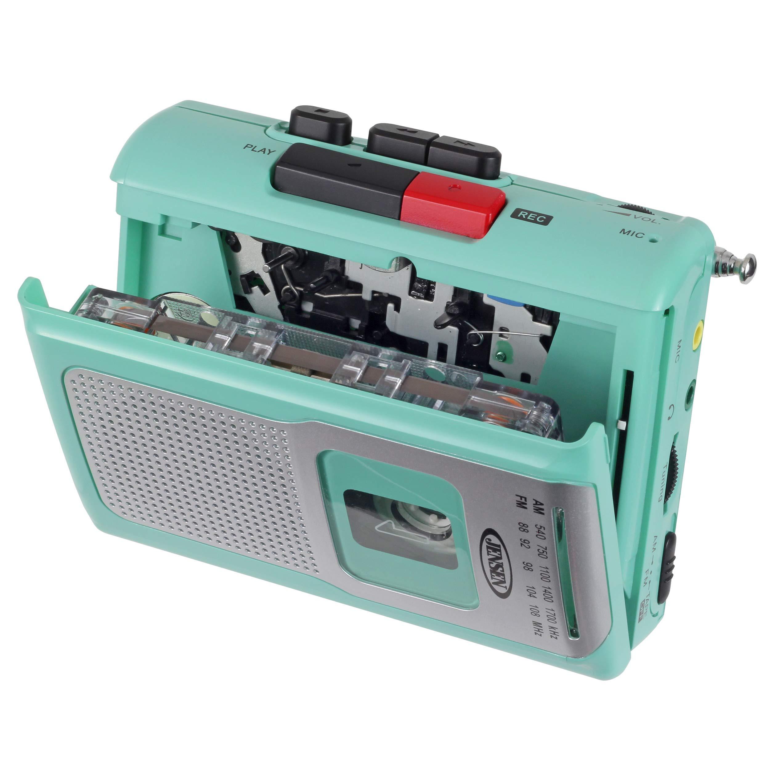 Jensen Jensen CR-100 Retro Portable AM/FM Radio Personal Cassette Player Compact Lightweight Design Stereo AM/FM Radio Cassette Player/Recorder & Built in Speaker (Teal Limited Edition)