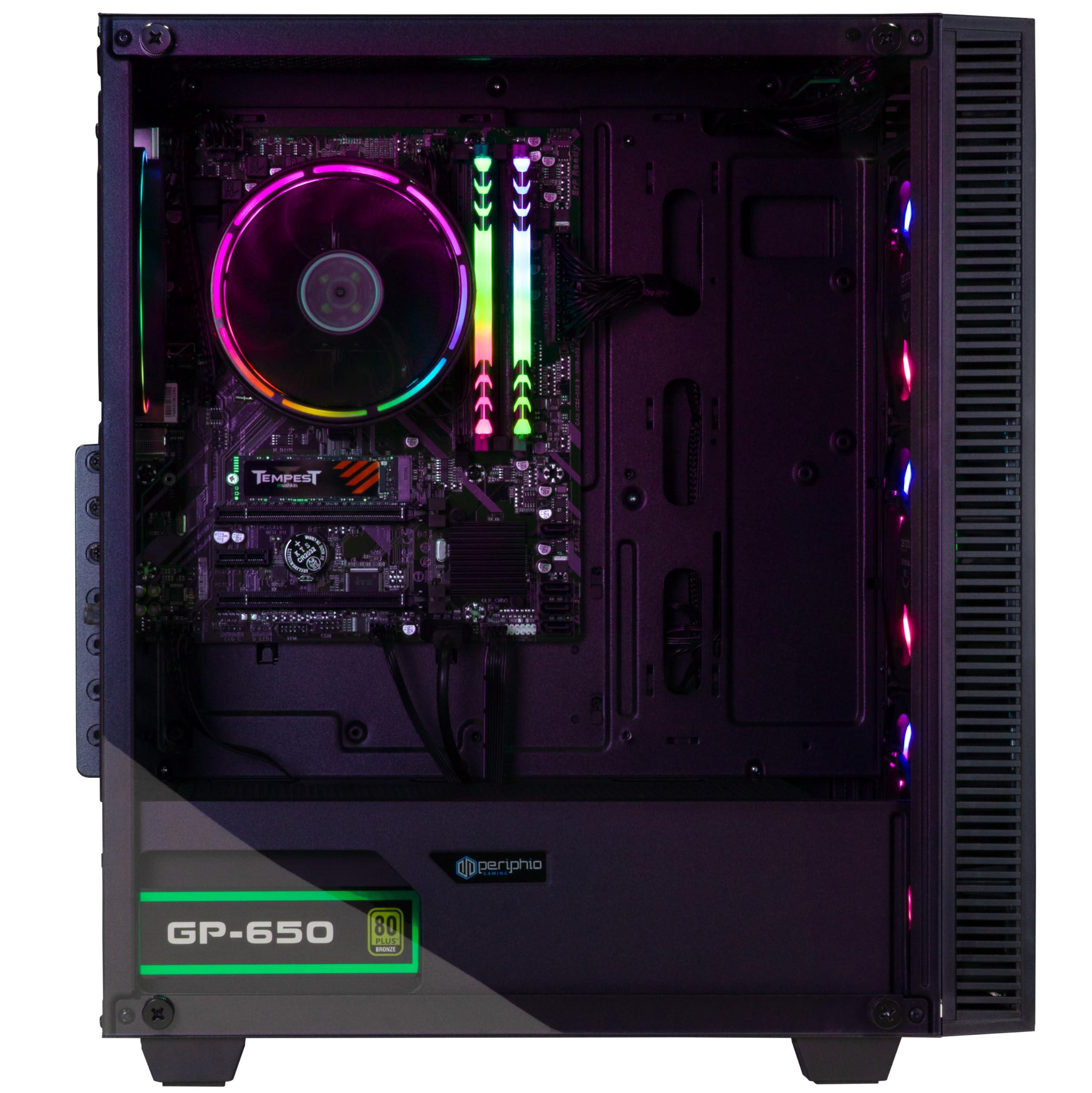 Periphio Periphio Terra Prebuilt Gaming PC - AMD Ryzen 5 5600G CPU (4.4GHz Turbo), 32GB DDR4 RGB RAM, Radeon Vega 7 Graphics, 1TB NVMe Solid State SSD, Windows 11 Gaming Computer Desktop, WiFi + BT