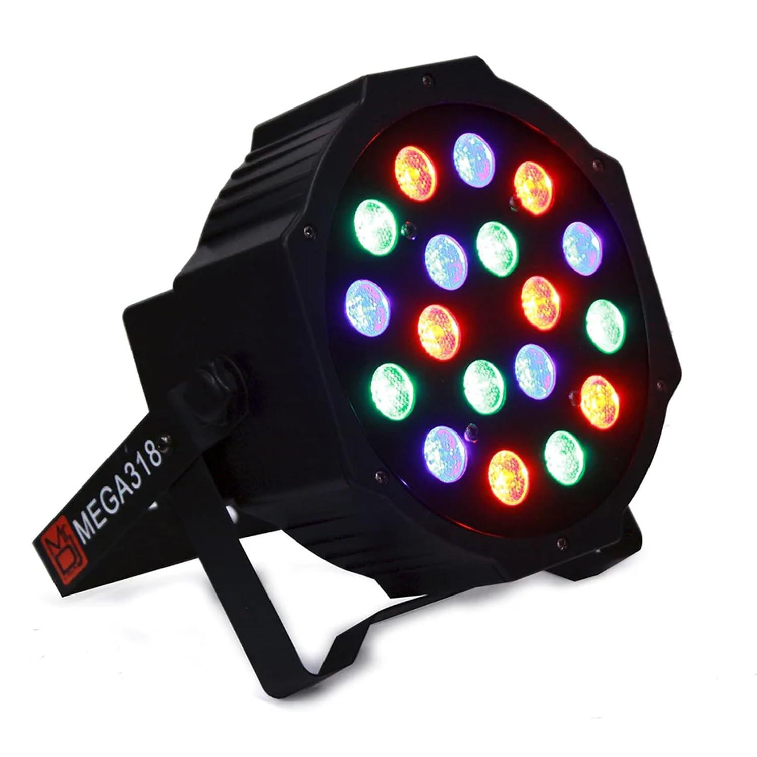 Mr. Dj MR DJ USA FLAME4200 10" X 2 Rechargeable Portable Bluetooth Karaoke Speaker with Party Flame Lights Microphone TWS USB FM Radio + 18-LED Slim Par Wash DJ Light