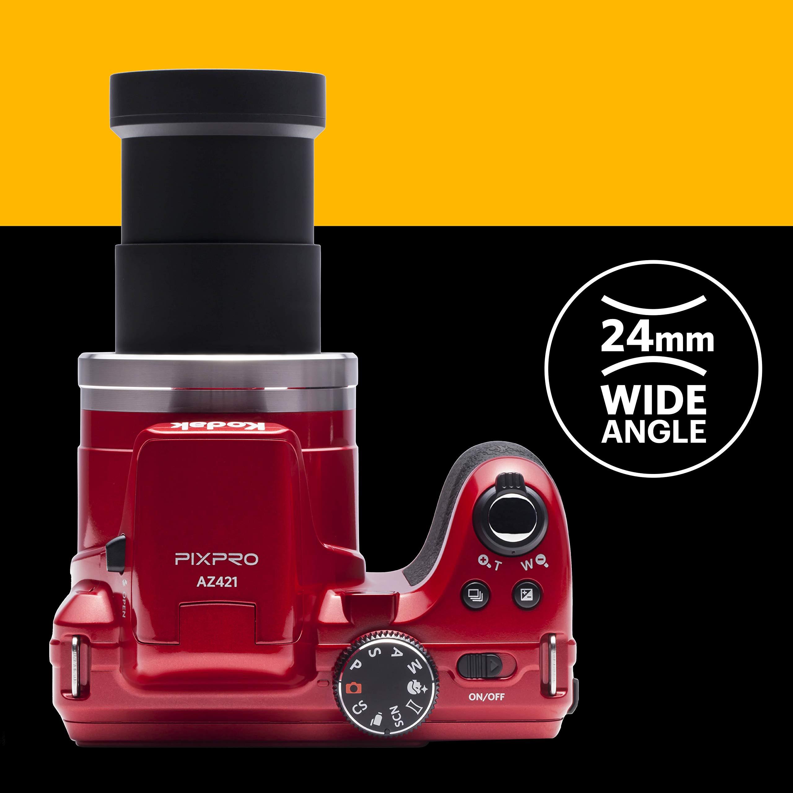 KODAK Kodak PIXPRO Astro Zoom AZ421-RD 16MP Digital Camera with 42X Optical Zoom and 3" LCD Screen (Red)