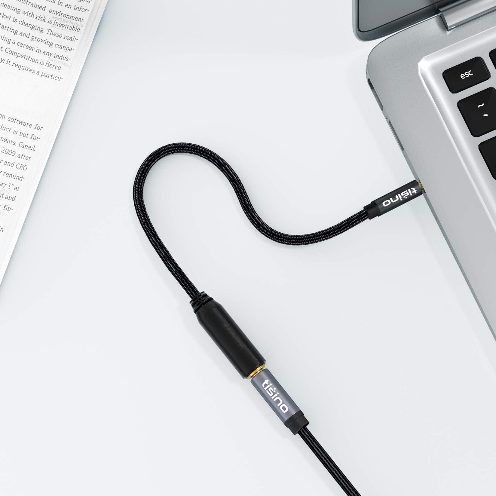 Tisino Tisino 1/4 to 3.5mm Adapter, 1/4" Female to 1/8" Male Stereo Audio Adapter for Headphone, Amplifiers, Guitar, Amp etc. - 1ft/30cm